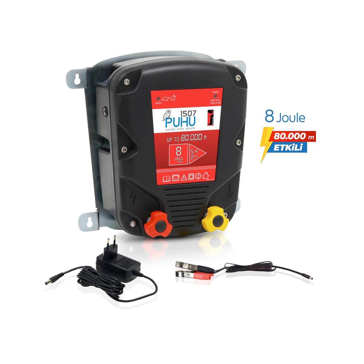 Puhu Güneş Enerjili Elektrikli Çit Cihazı (8 Joule) (60W Panel + 12V/42Ah Jel Akü) | Cimritilki.com