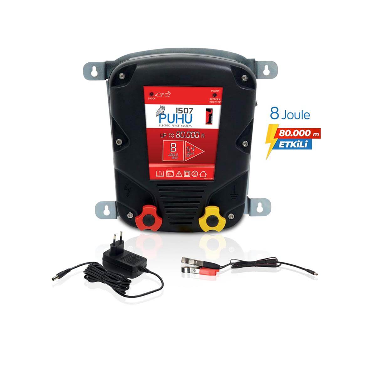 Puhu Güneş Enerjili Elektrikli Çit Cihazı (8 Joule) (60W Panel + 12V/42Ah Jel Akü) | Cimritilki.com