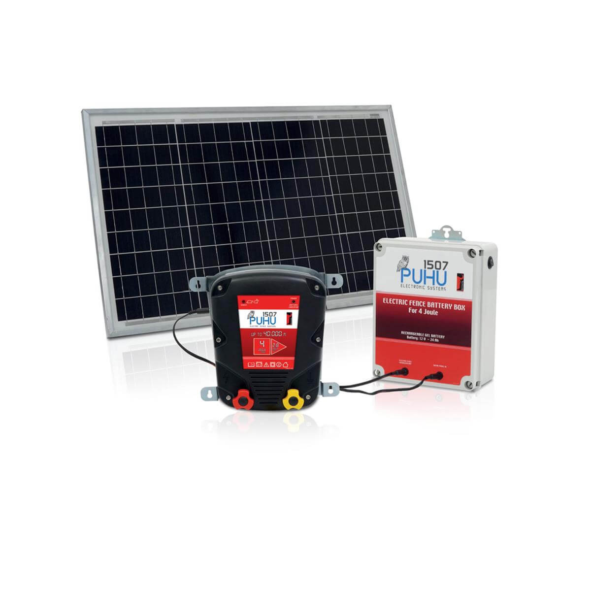 Puhu Güneş Enerjili Elektrikli Çit Cihazı (4 Joule) (40W Panel + 12V/24Ah Jel Akü) | Cimritilki.com