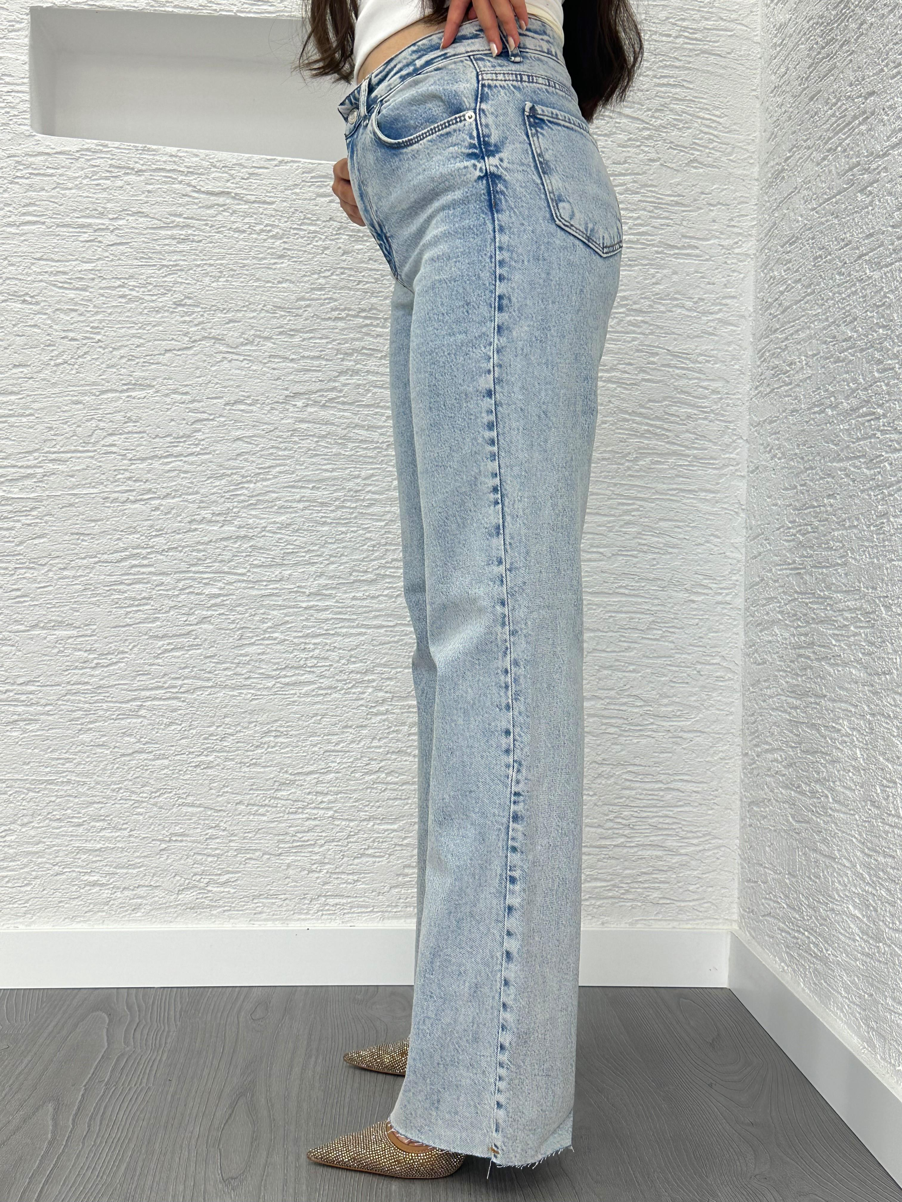 Açık Mavi Straight Kesim Jean Pantolon