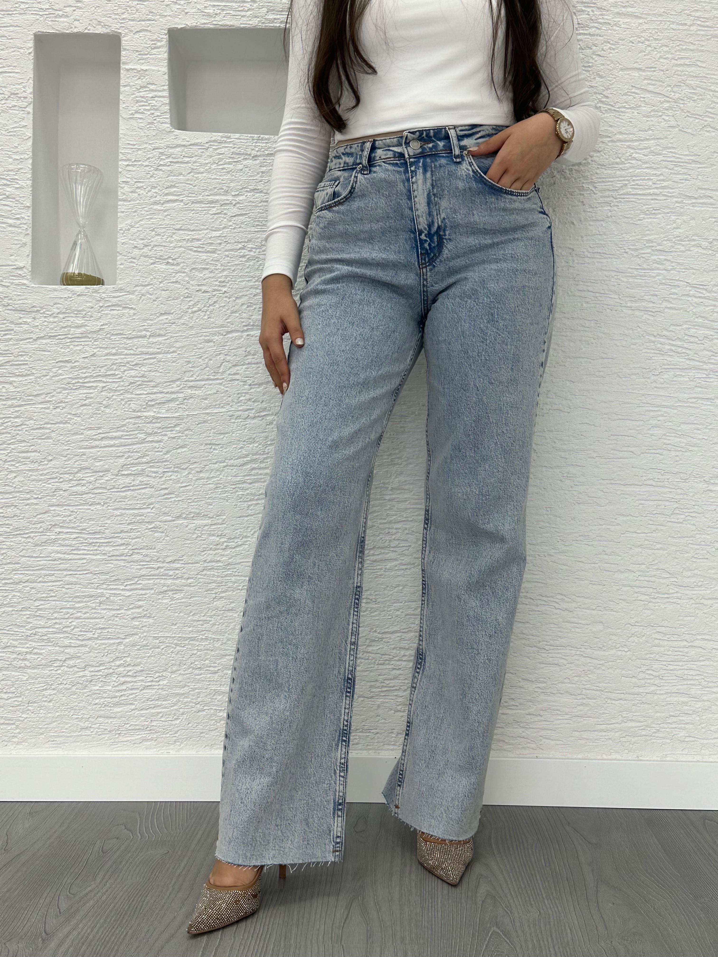 Açık Mavi Straight Kesim Jean Pantolon