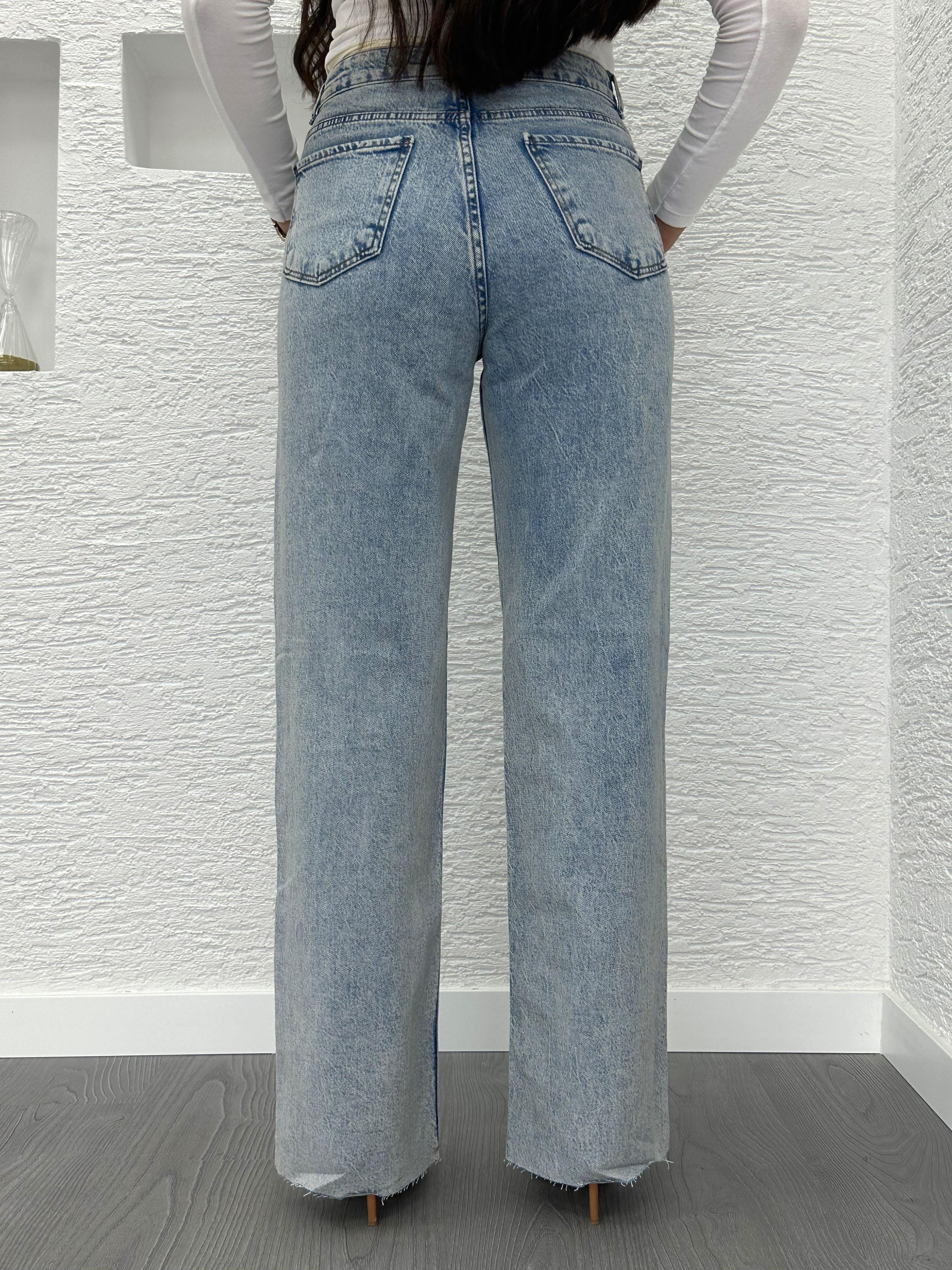 Açık Mavi Straight Kesim Jean Pantolon