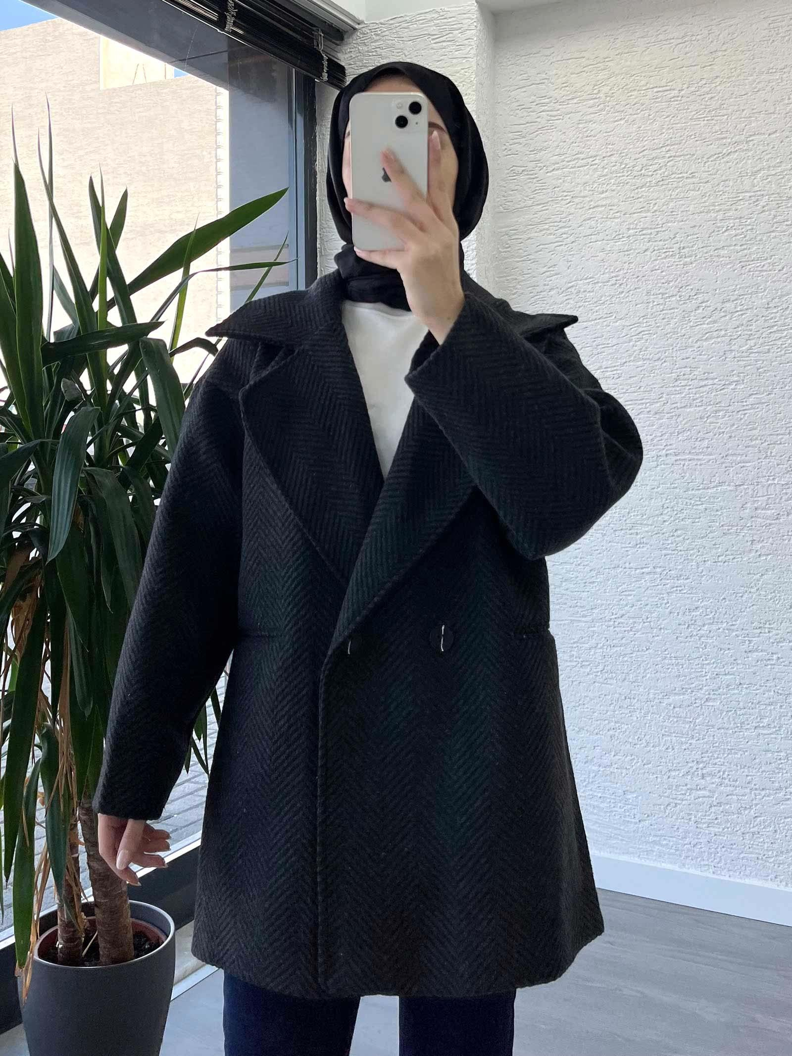 Antrasit Kısa Kaşe Kaban