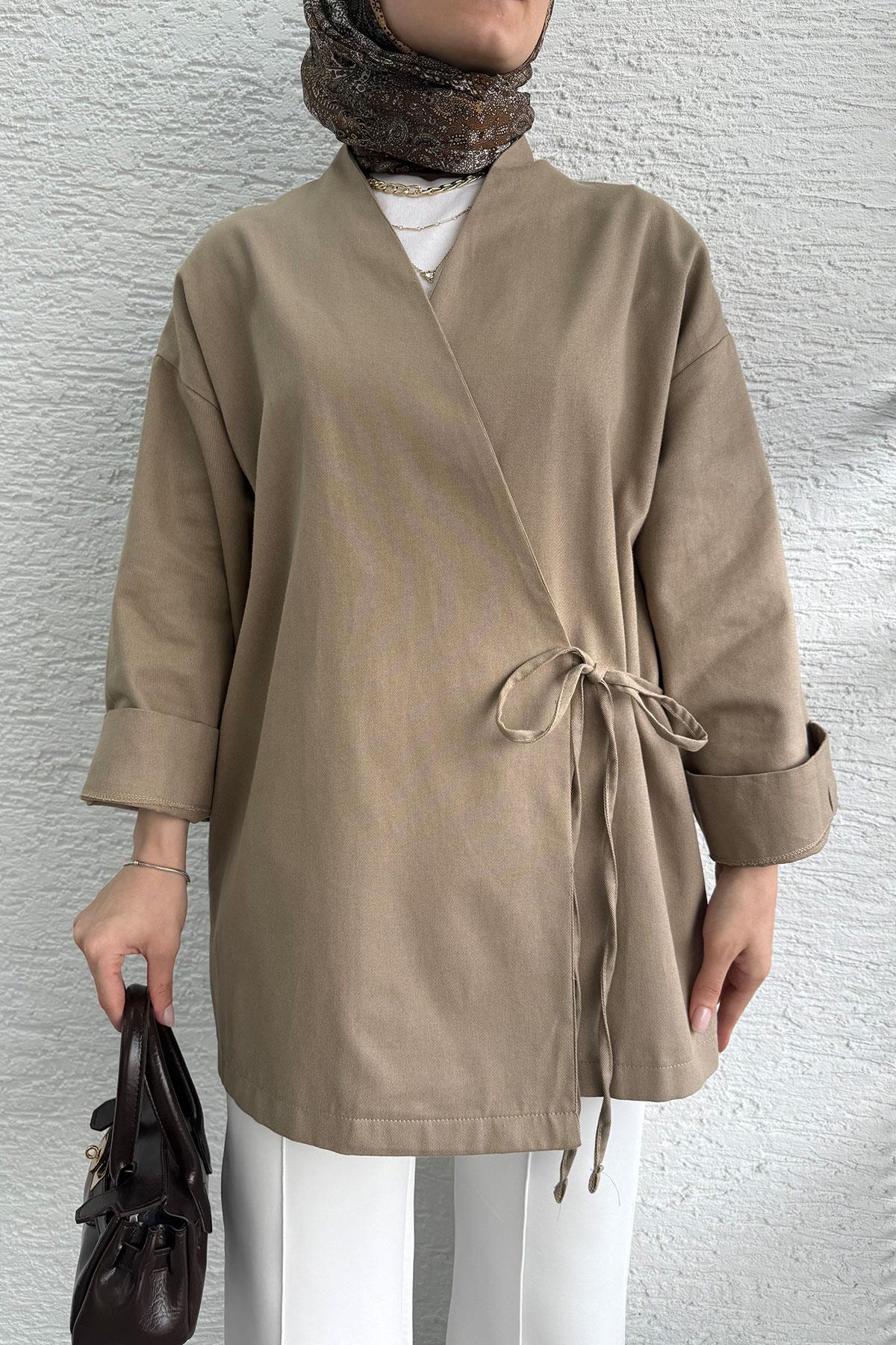 Anvelop Bağlamalı Kimono-Vizon