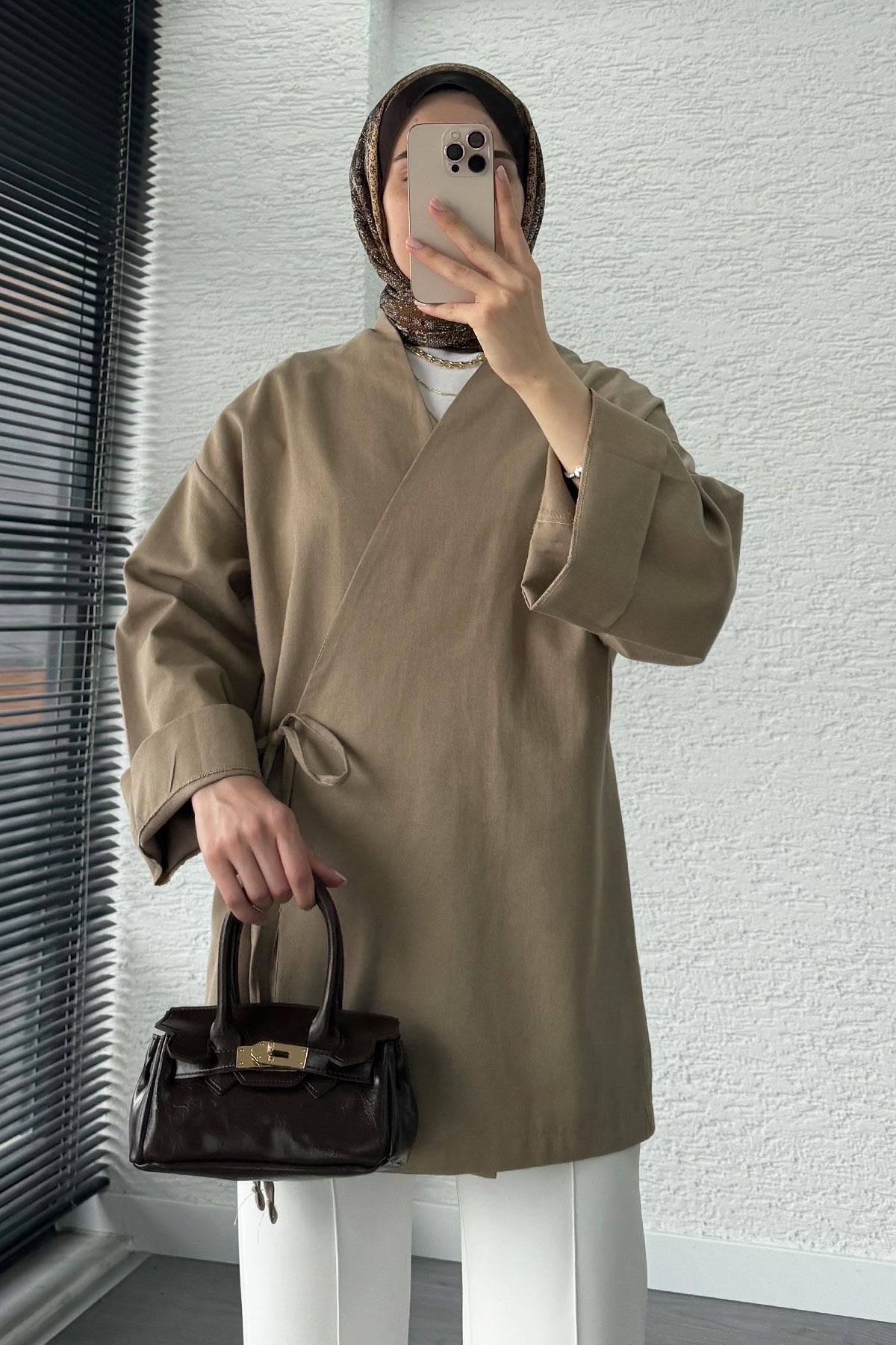 Anvelop Bağlamalı Kimono-Vizon