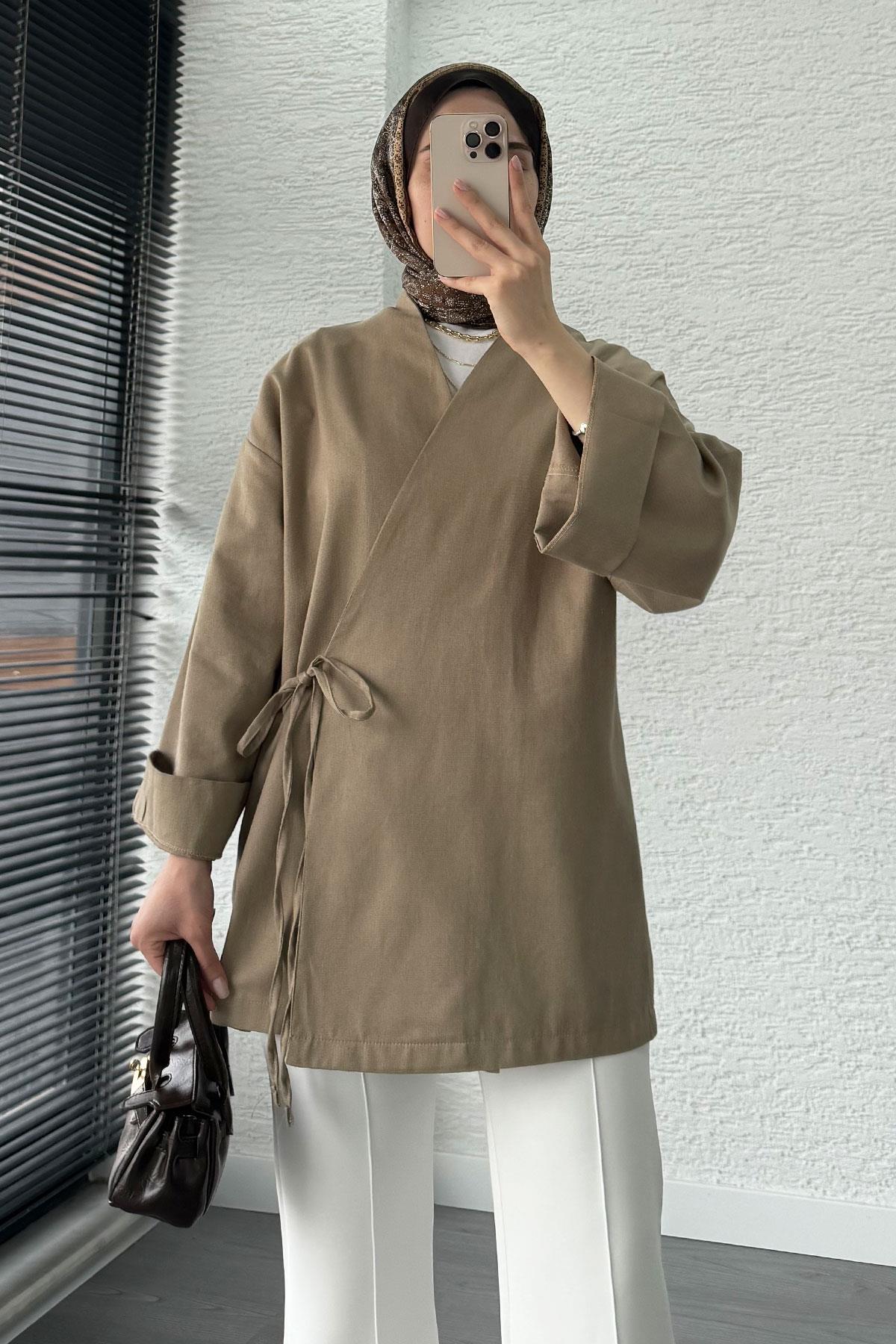 Anvelop Bağlamalı Kimono-Vizon