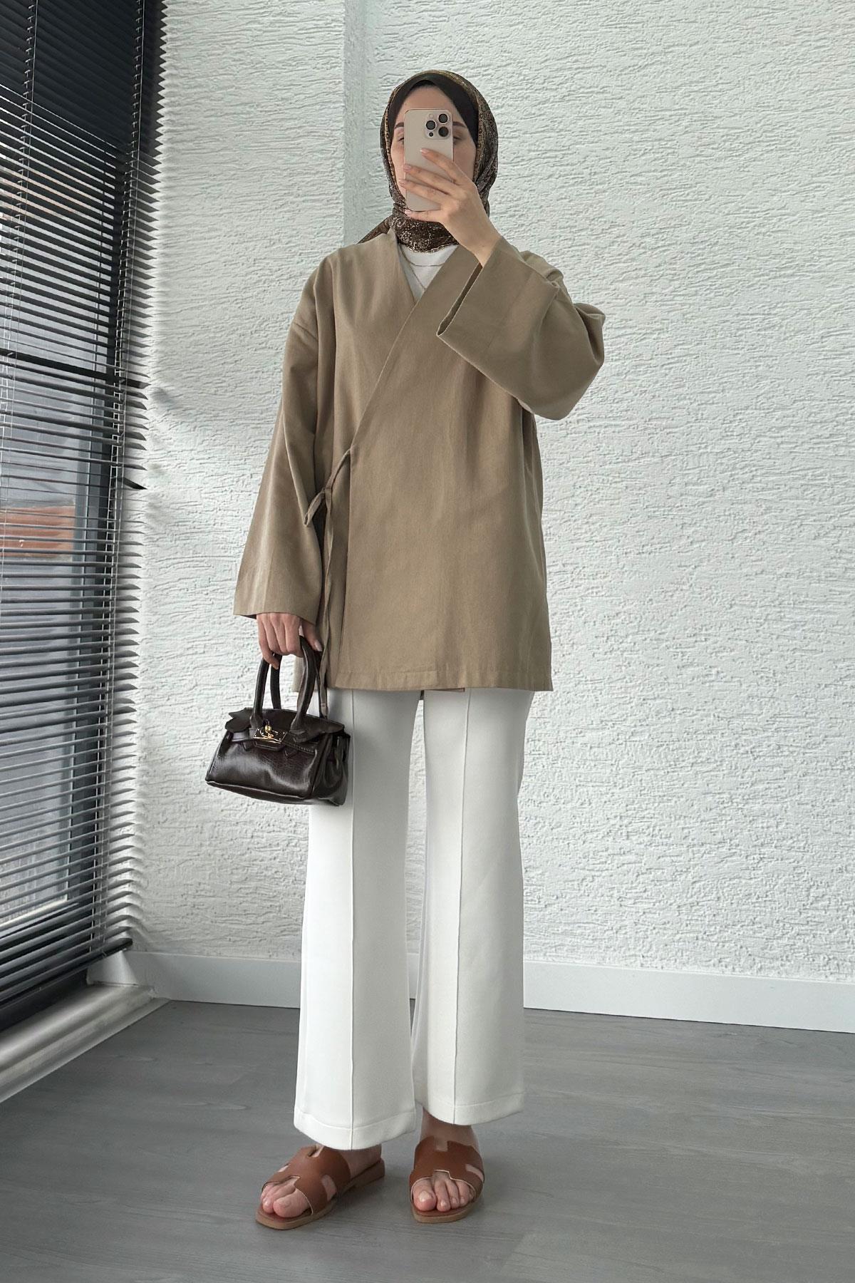 Anvelop Bağlamalı Kimono-Vizon