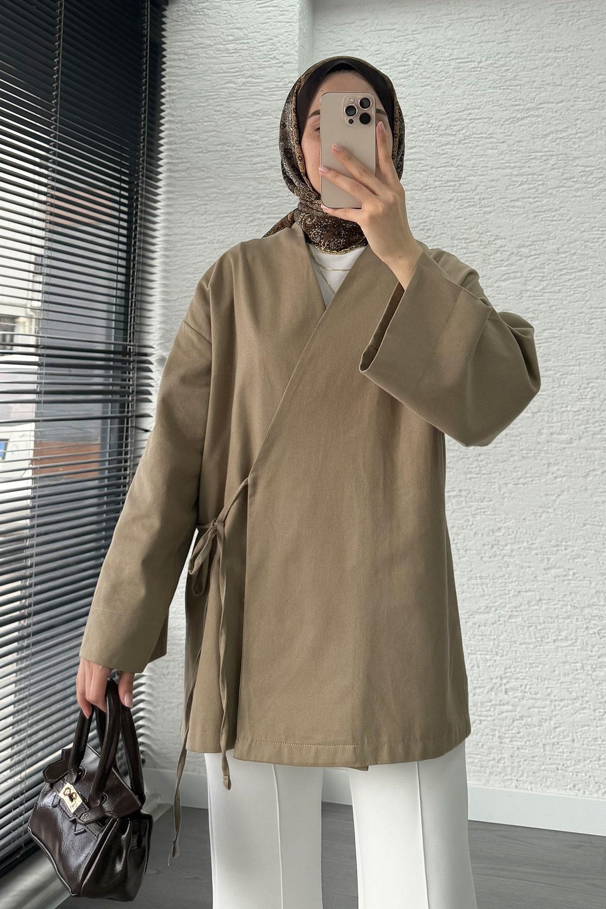 Anvelop Bağlamalı Kimono-Vizon
