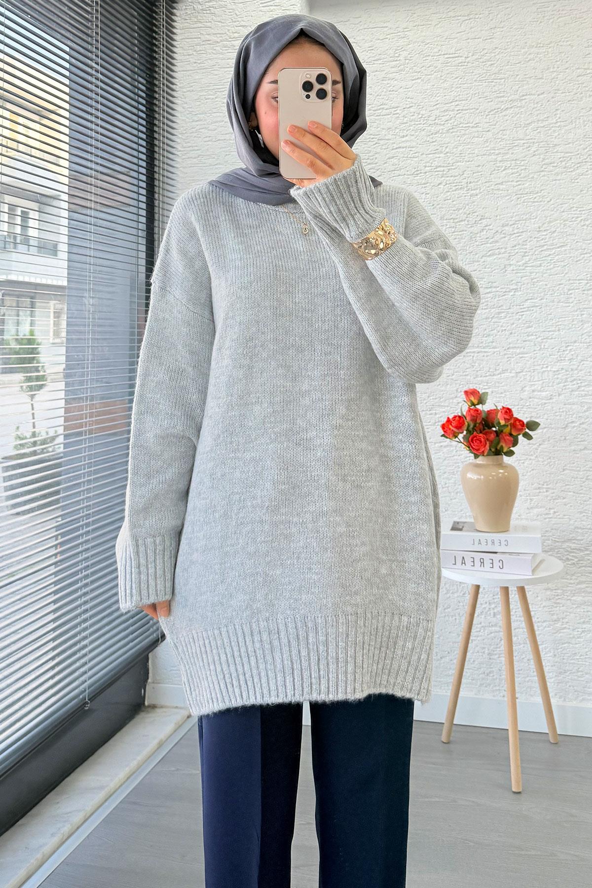 Basic Oversize Triko Kazak – Gri