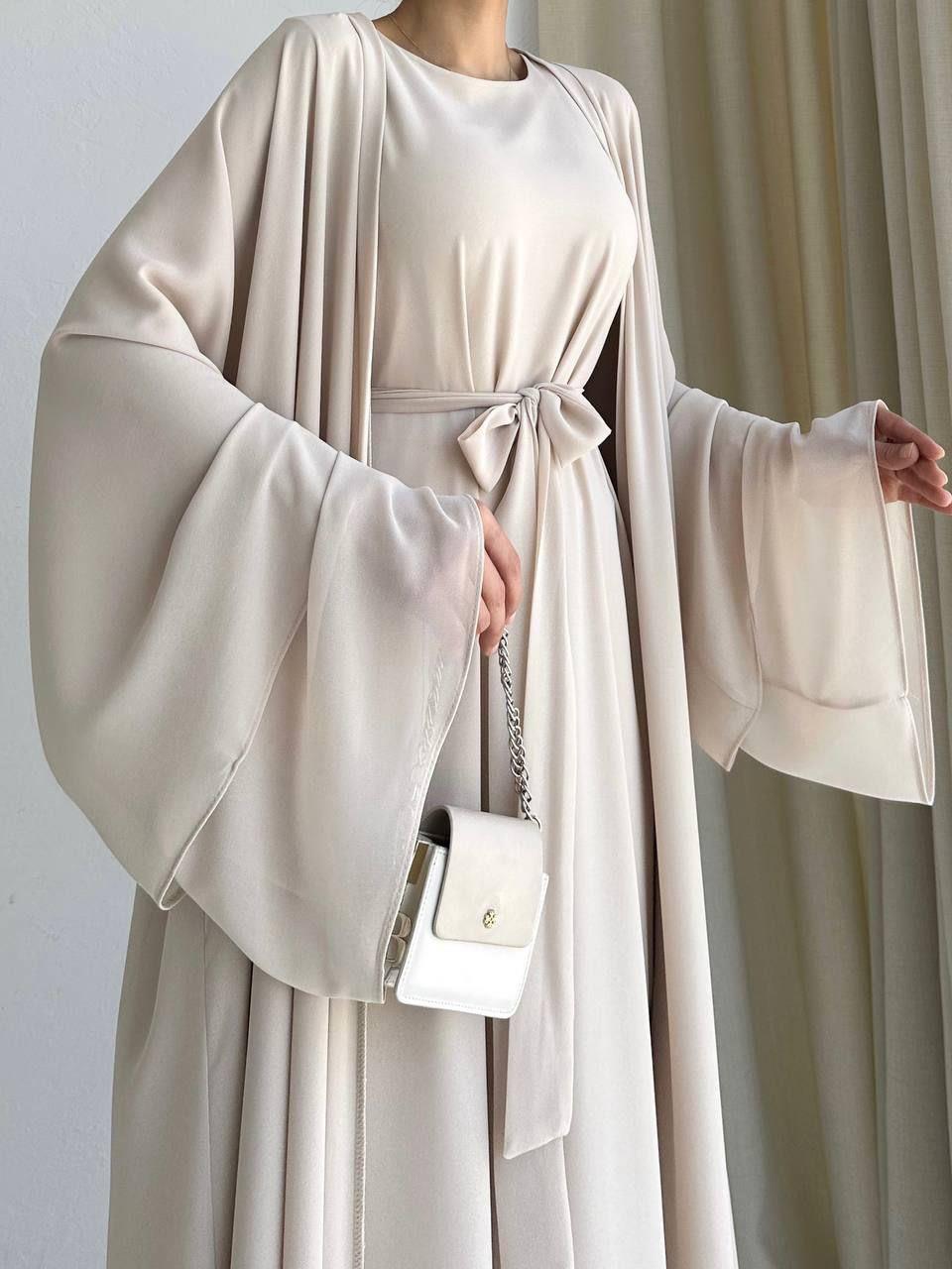 Bej Anna Şifon Abaya Takım
