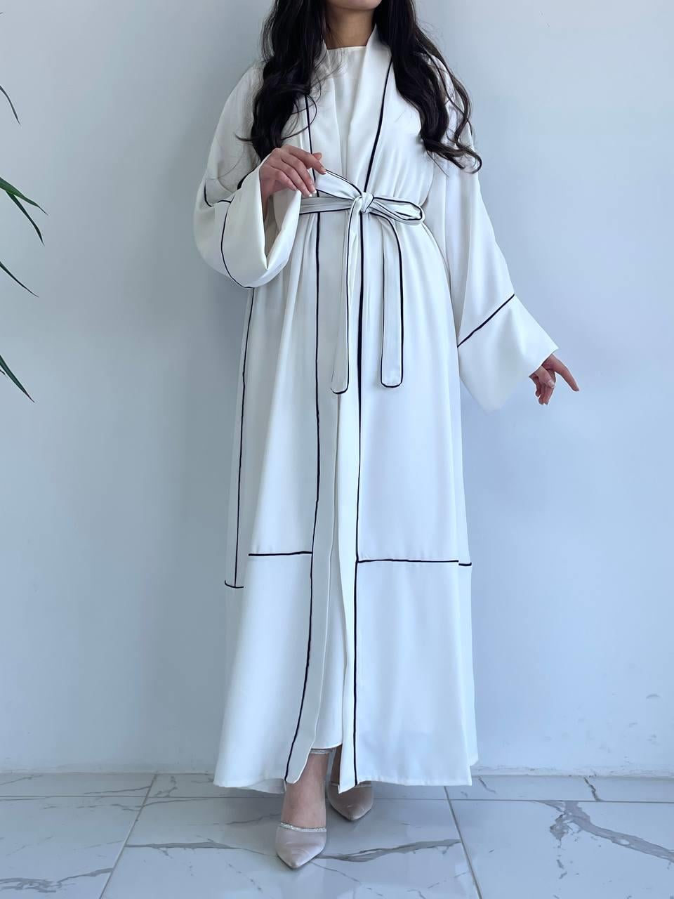 Beyaz Biyeli Abaya
