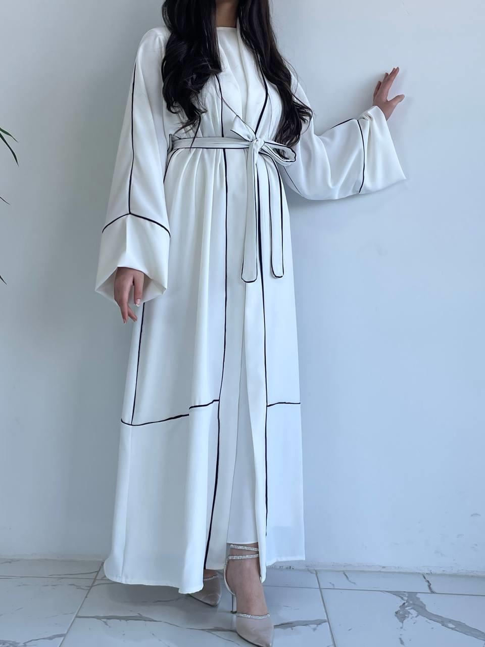 Beyaz Biyeli Abaya