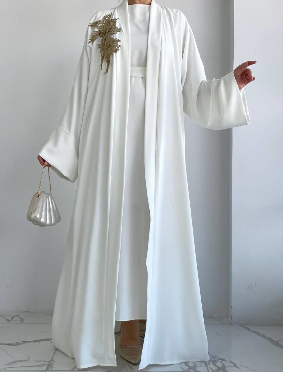 Beyaz Nida Abaya Takım 