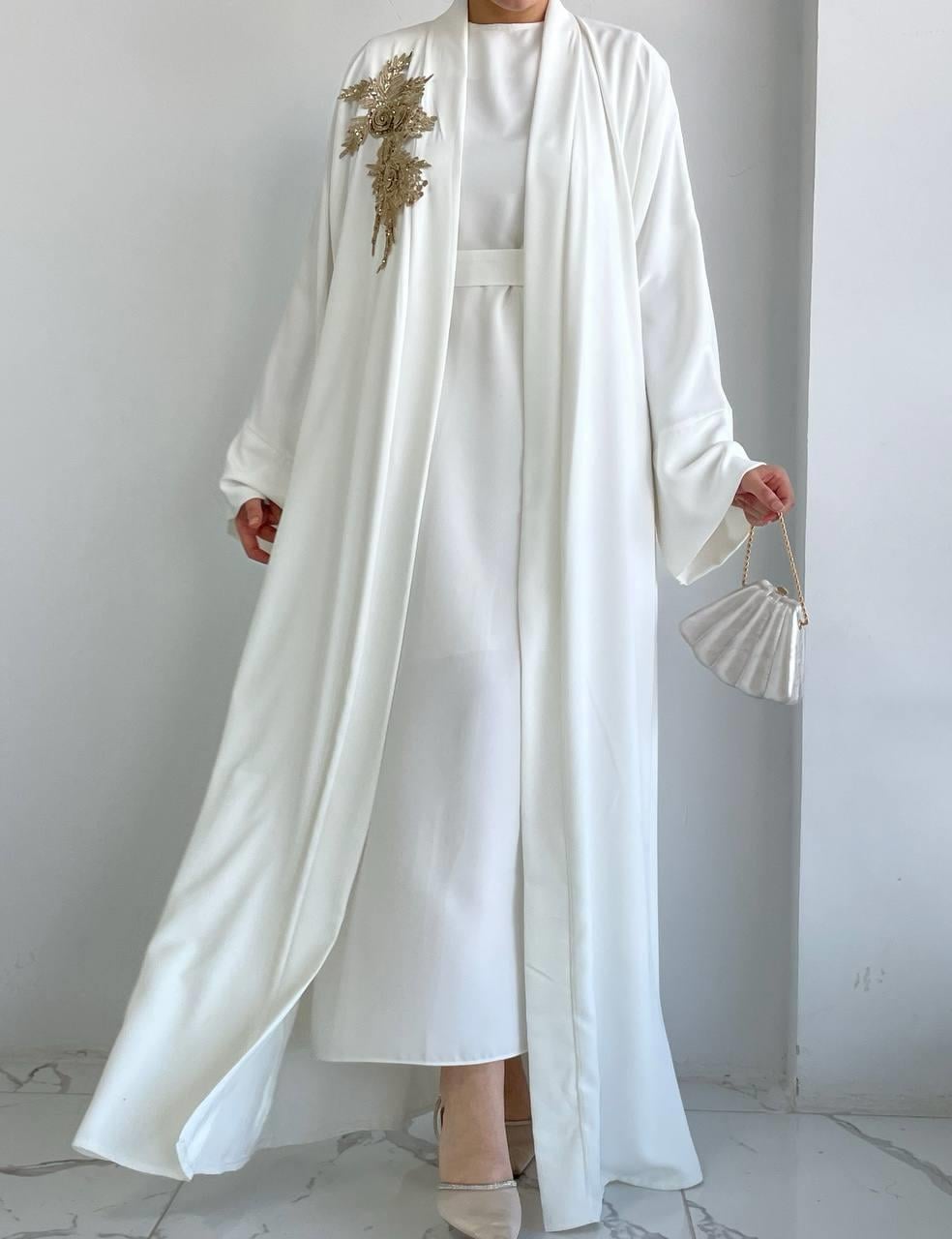Beyaz Nida Abaya Takım 