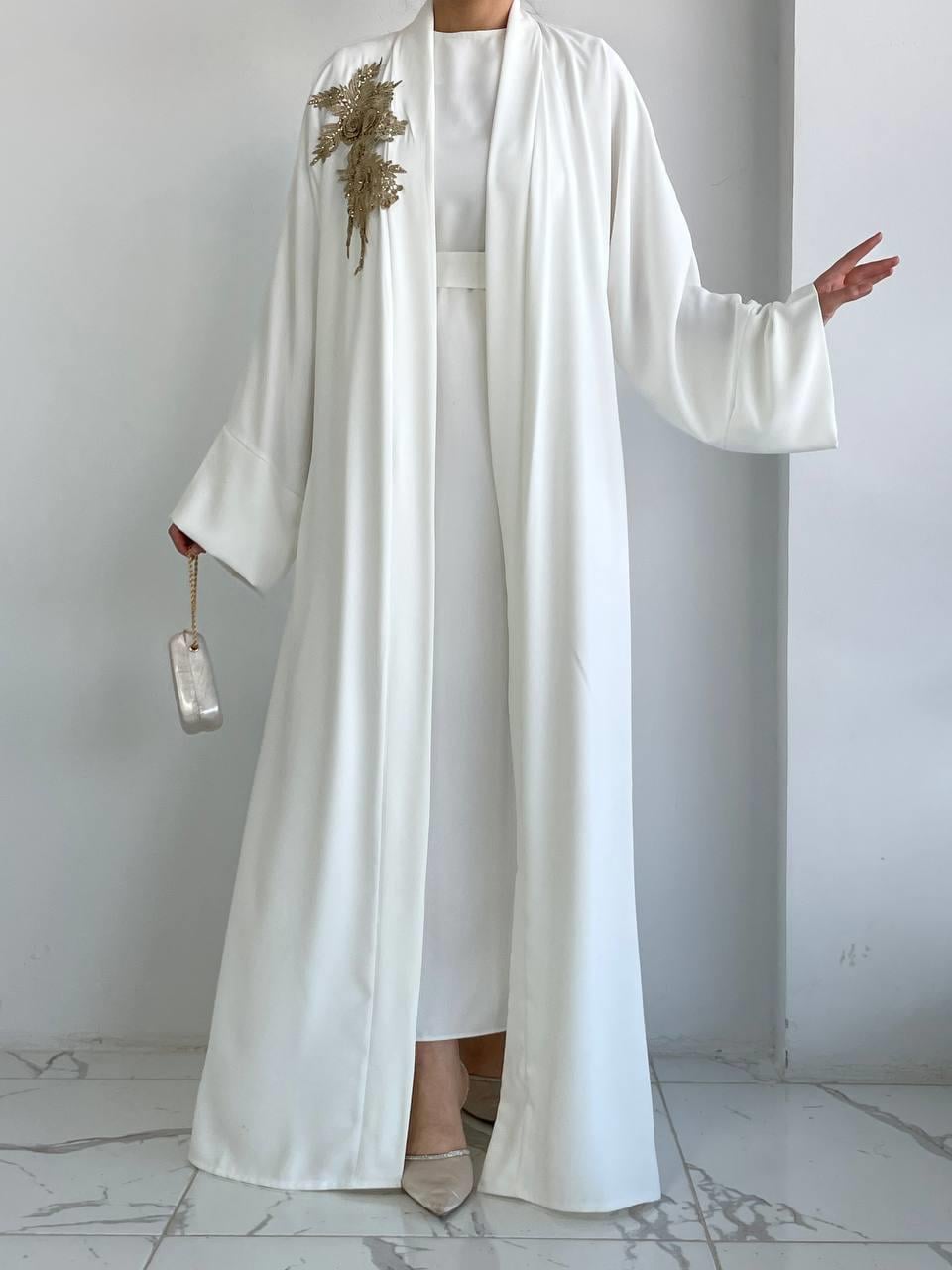 Beyaz Nida Abaya Takım 