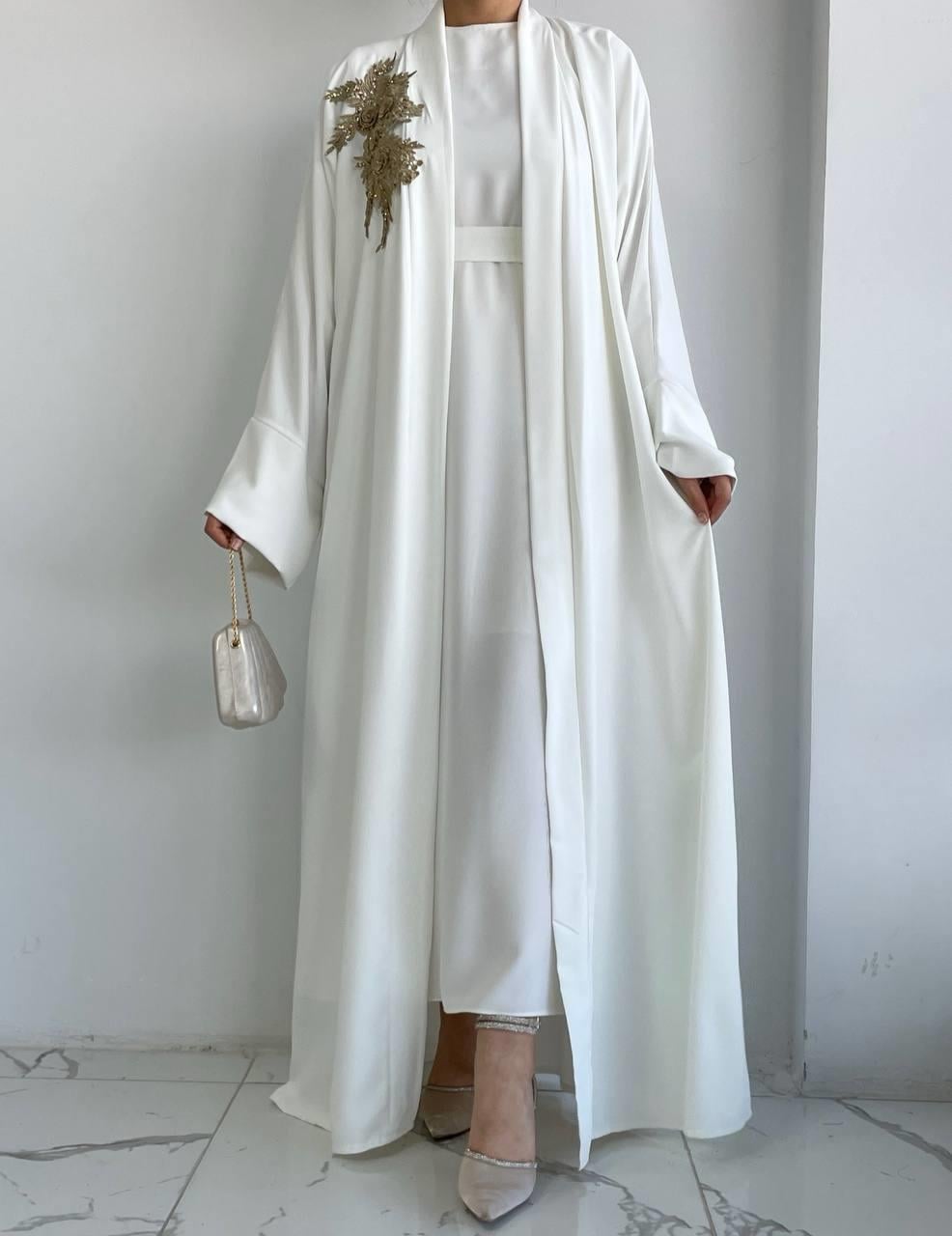 Beyaz Nida Abaya Takım 
