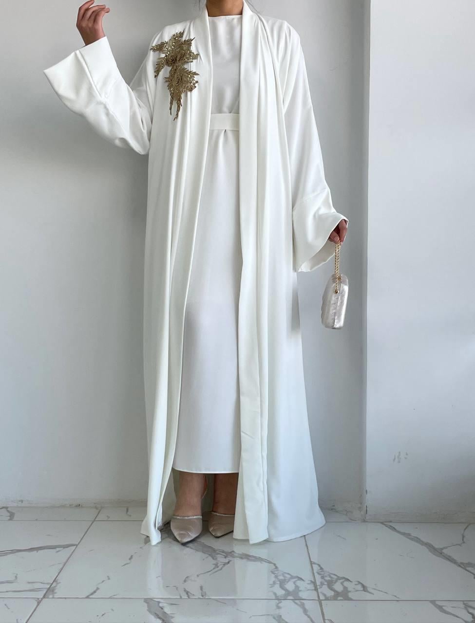 Beyaz Nida Abaya Takım 