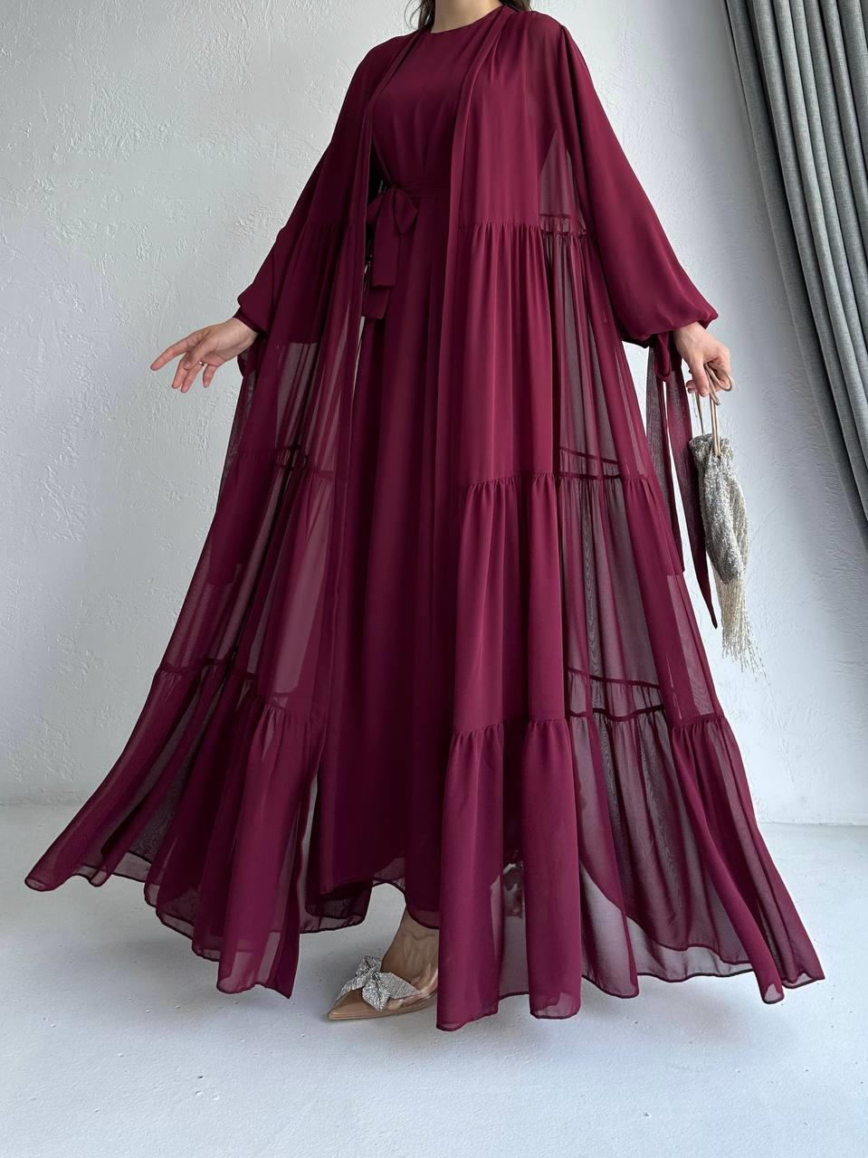 Bordo Hena Abaya Takım 