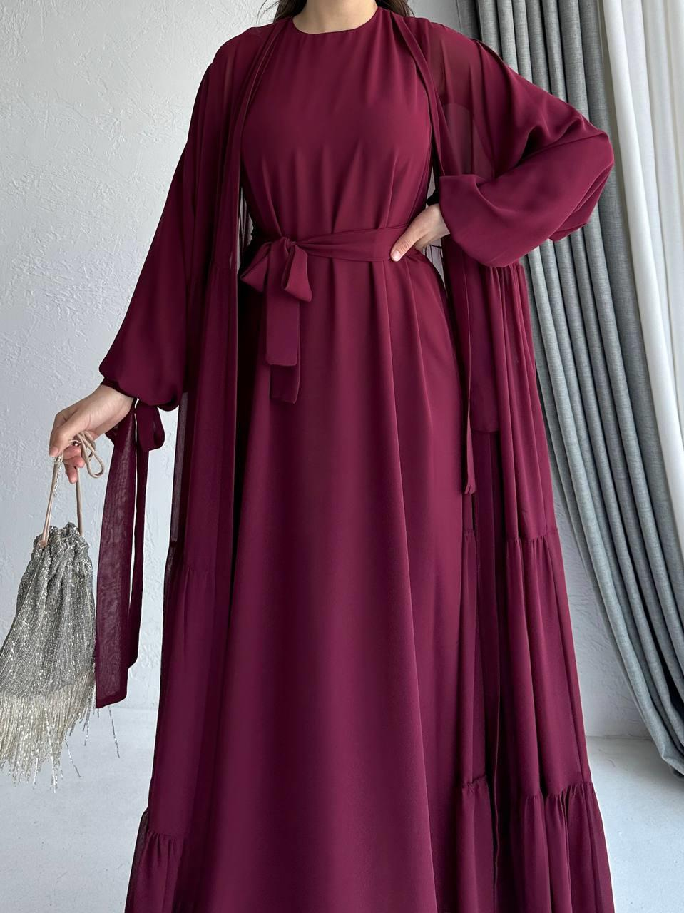 Bordo Hena Abaya Takım 