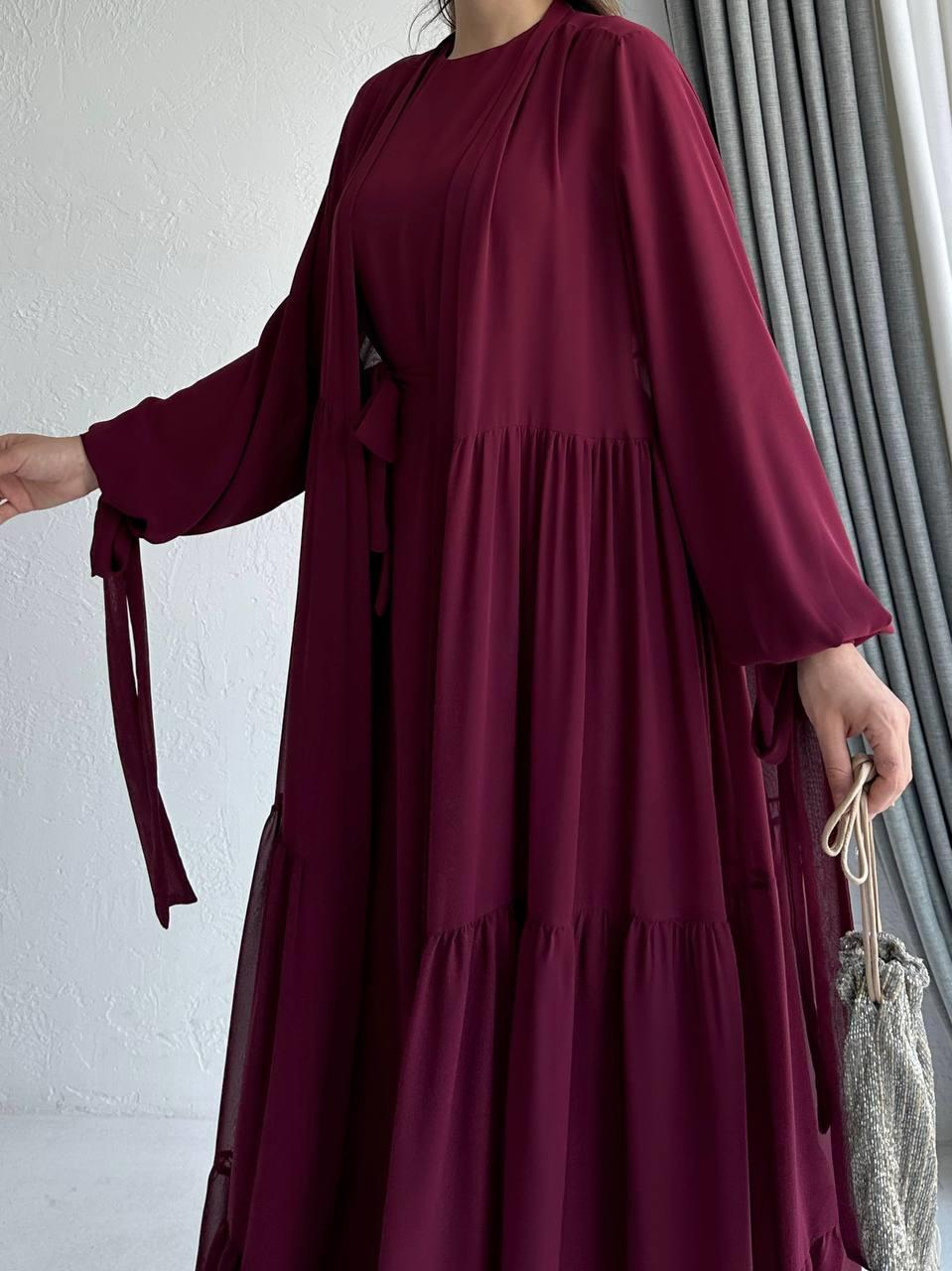 Bordo Hena Abaya Takım 