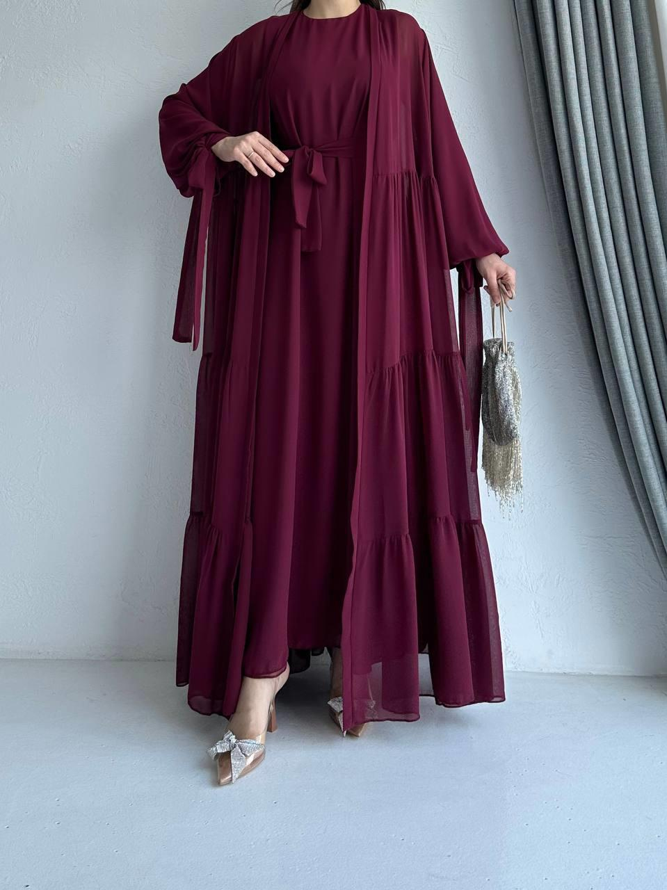 Bordo Hena Abaya Takım 