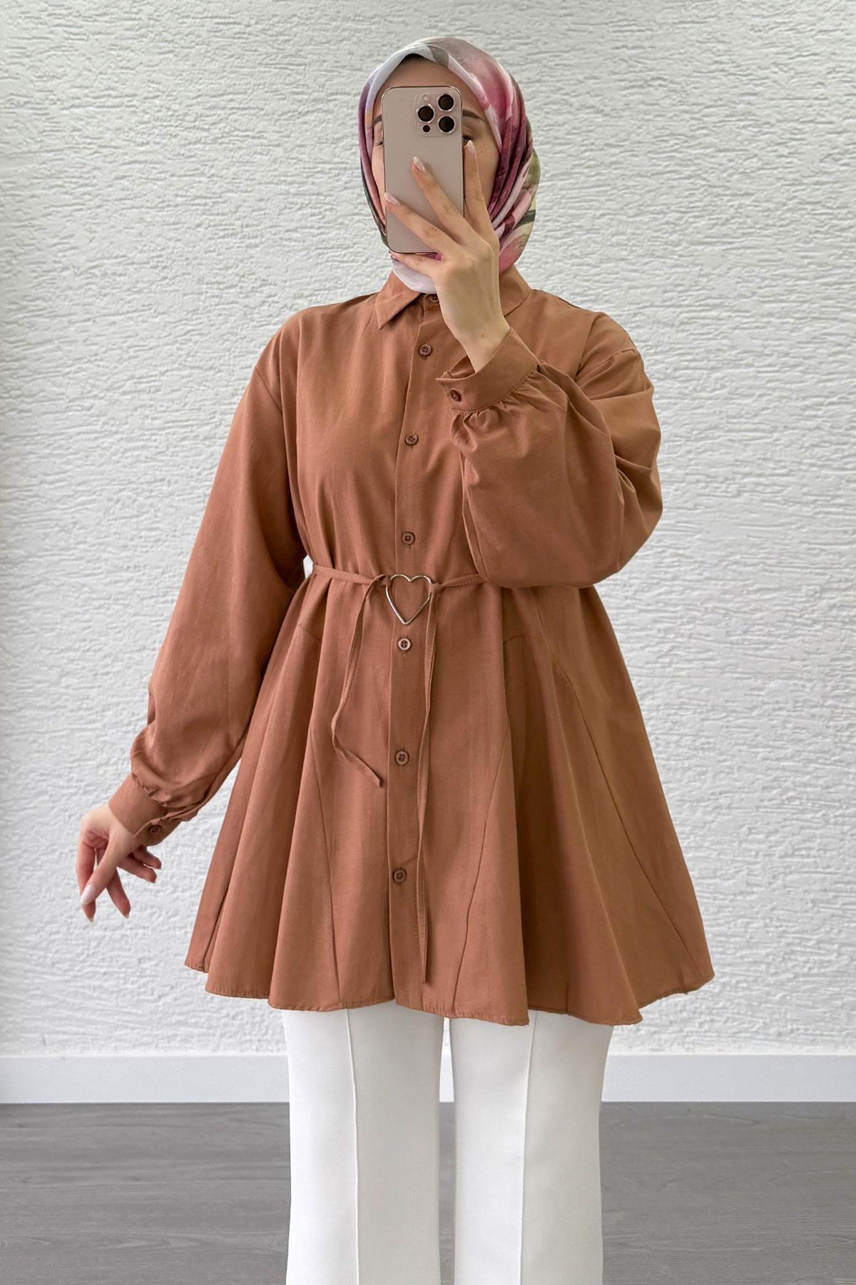Camel Kalp Kemerli Tunik