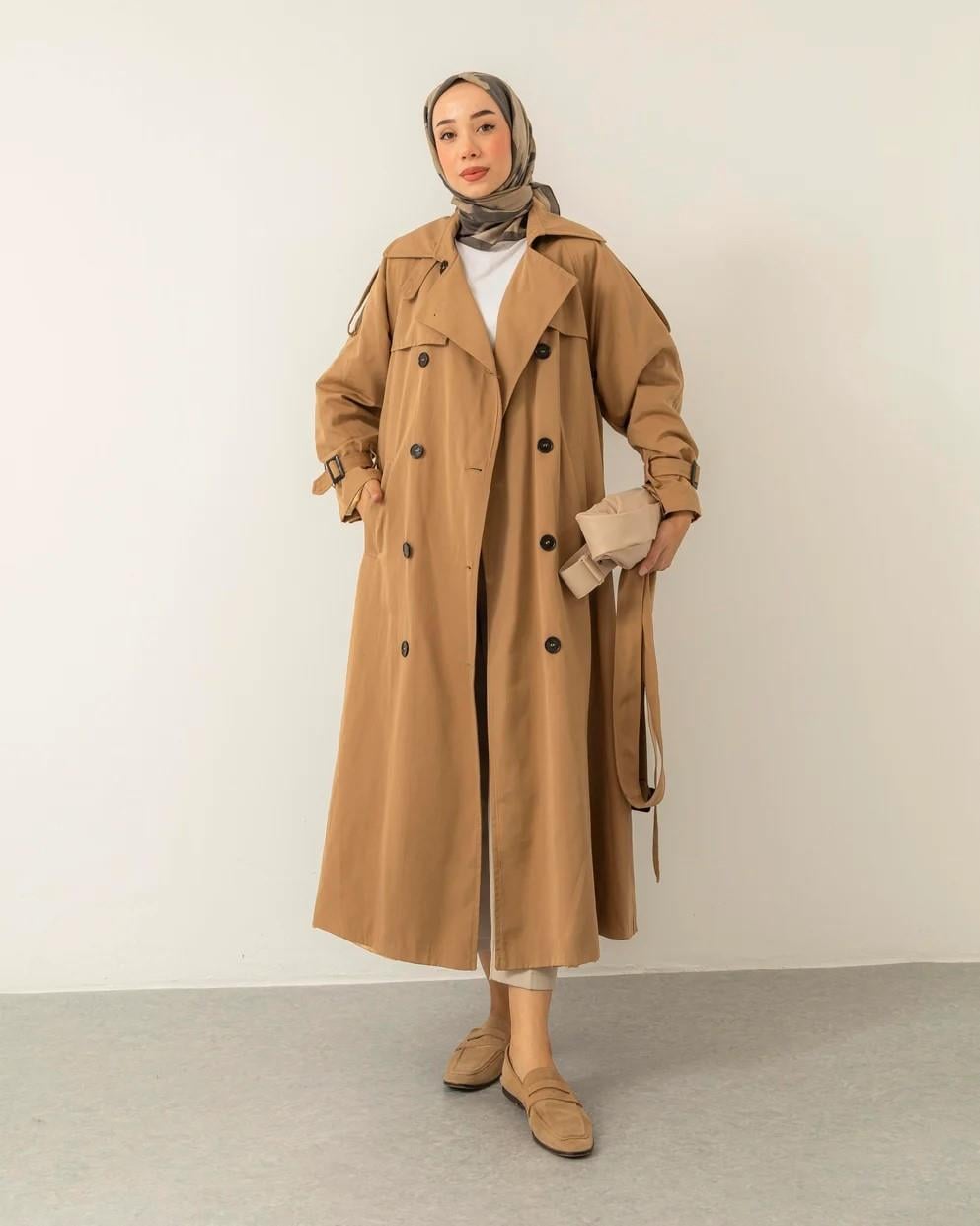 Camel Sekiz Düğmeli Trençkot