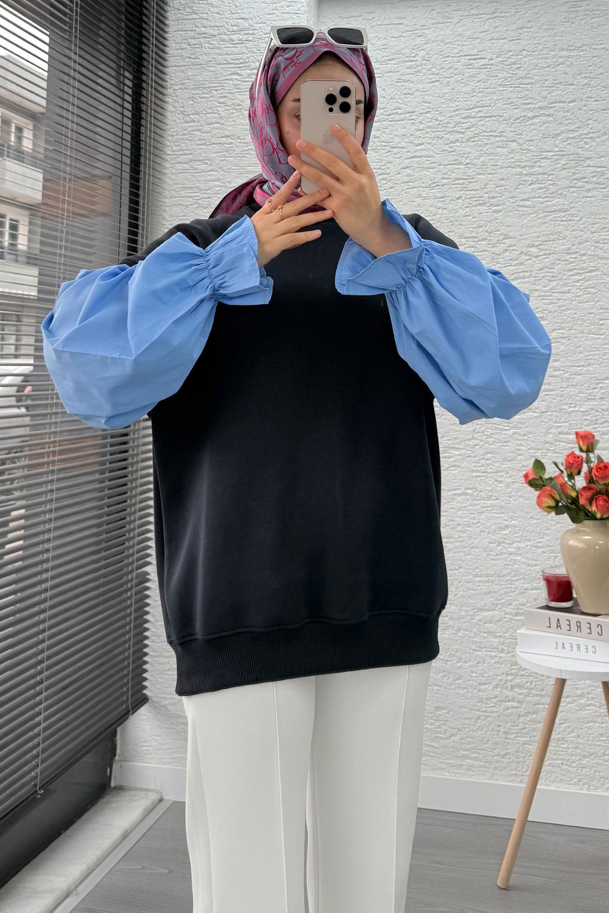 Gömlek Kol Oversize Kadın Sweat – Antrasit