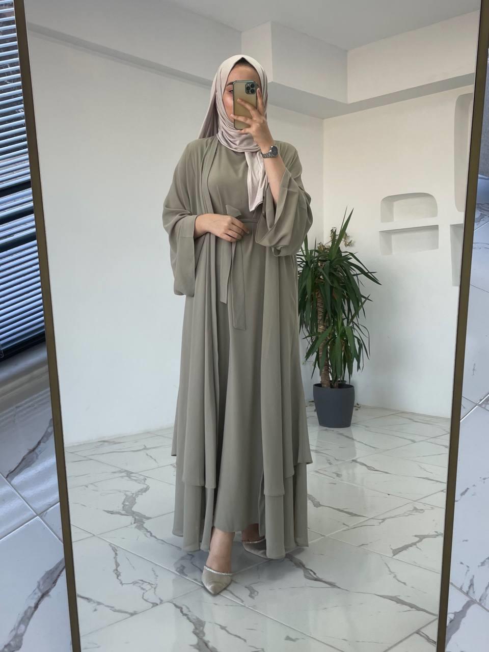Haki Anna Şifon Abaya Takım