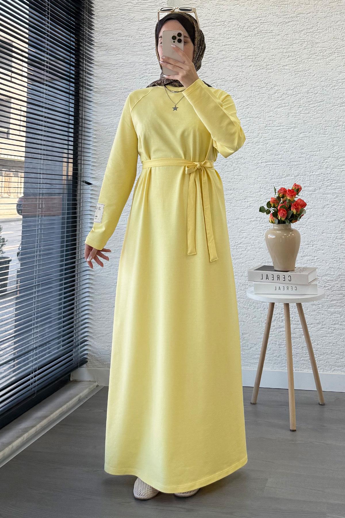 İki İplik Sweat Elbise - Sarı