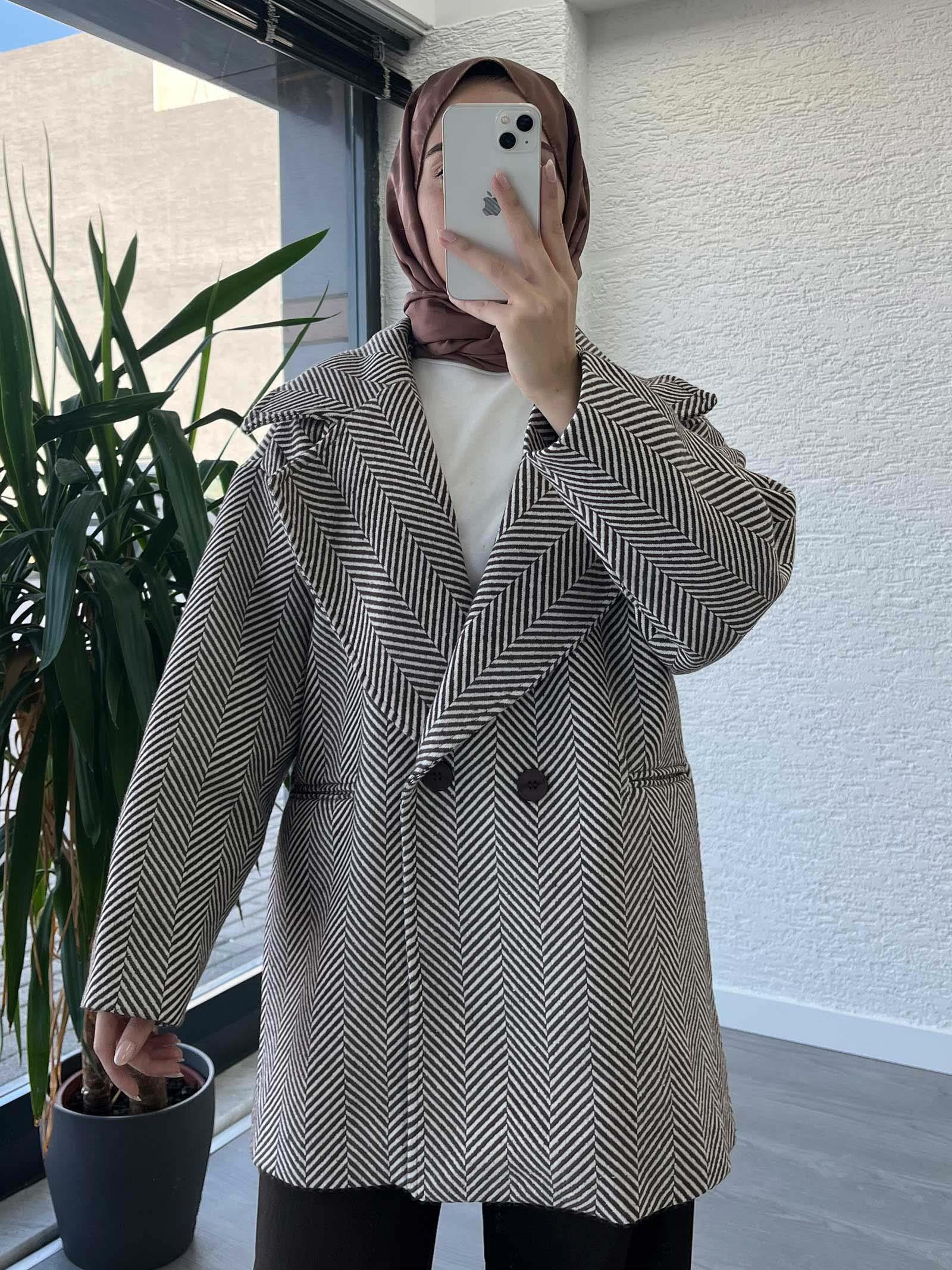 Kahve Kısa Kaşe Kaban