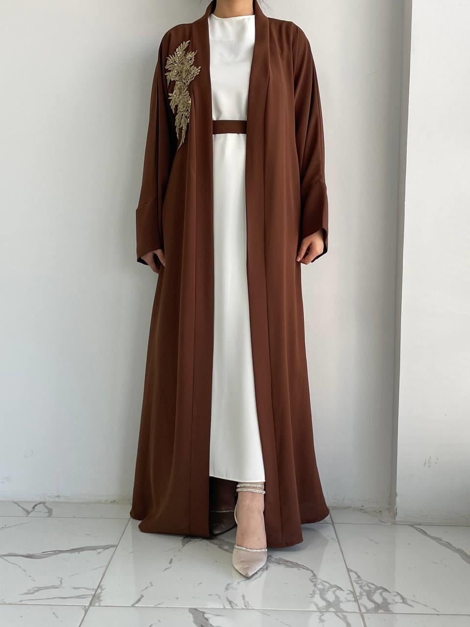 Kahve Nida Abaya Takım 