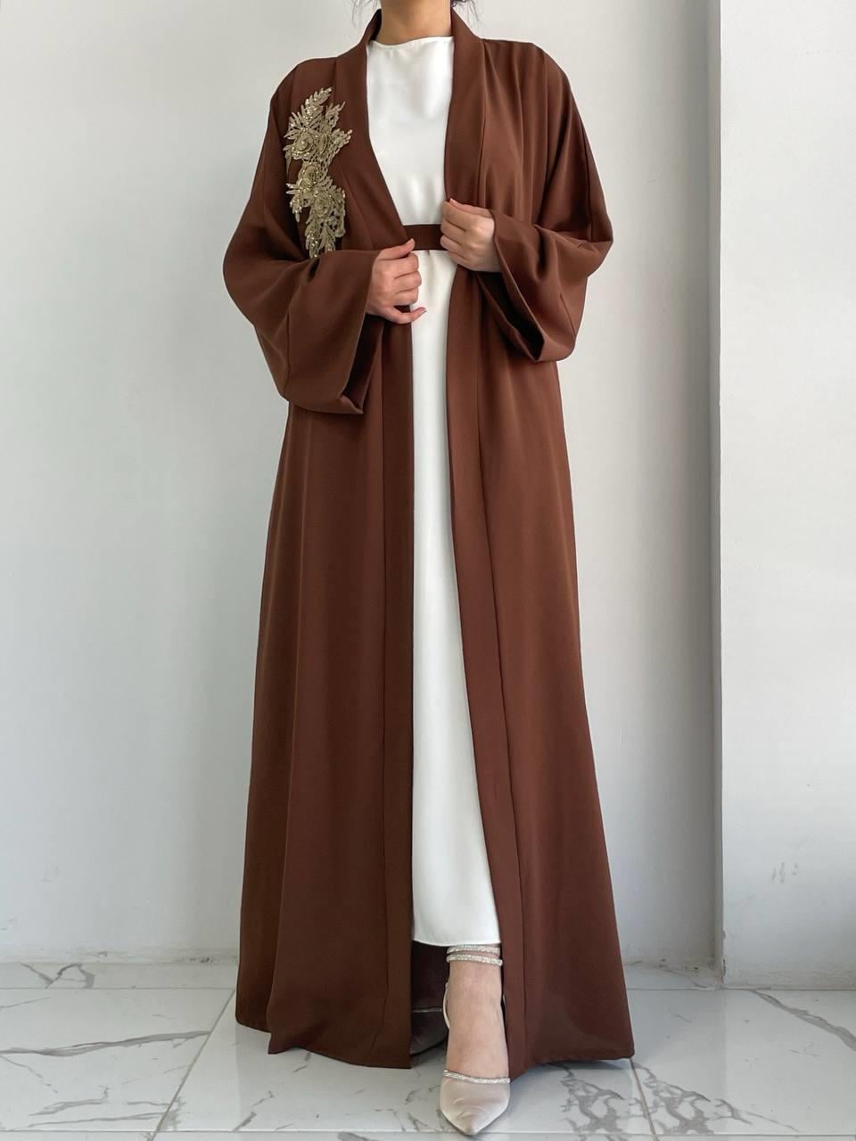 Kahve Nida Abaya Takım 