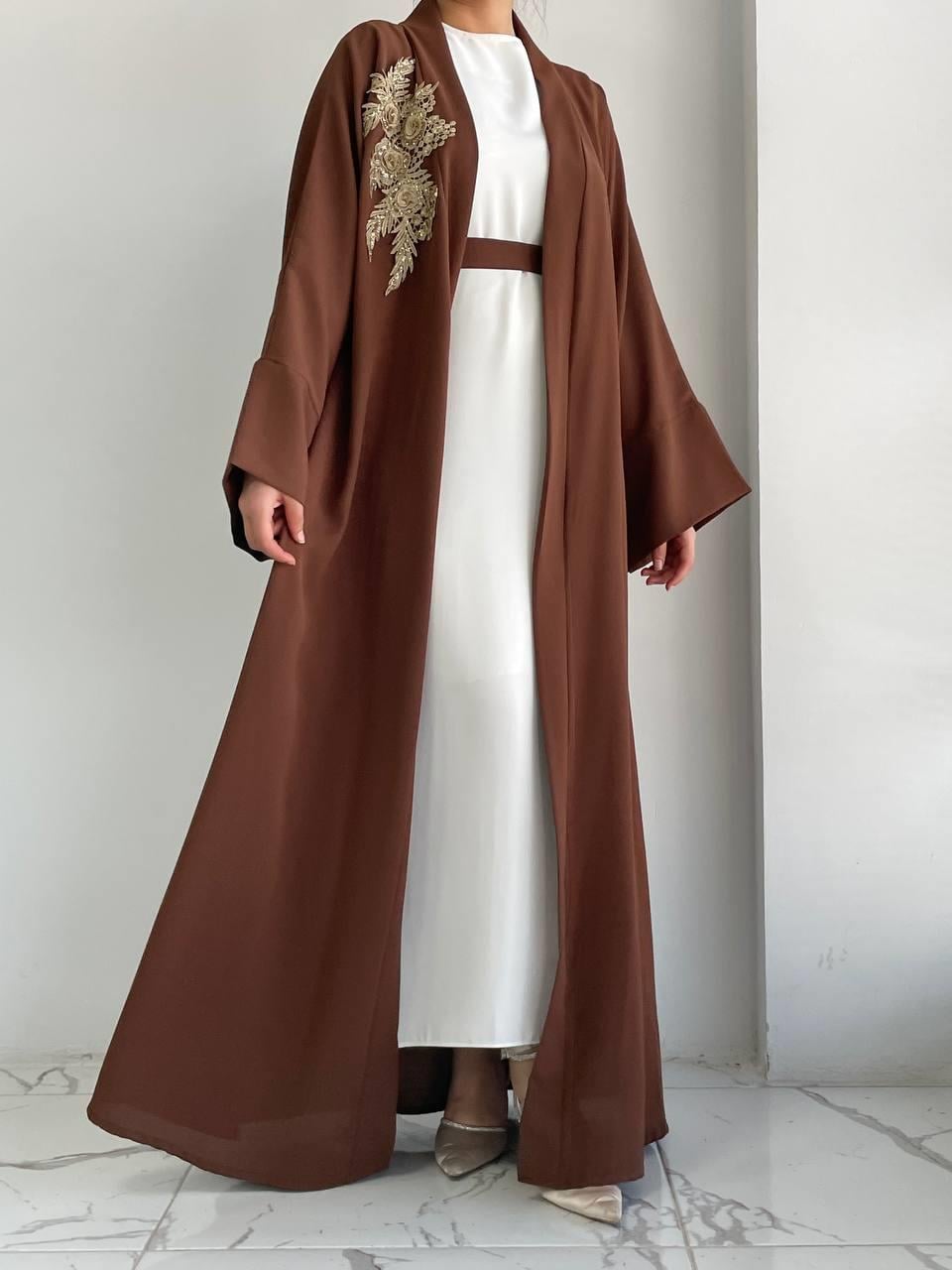 Kahve Nida Abaya Takım 