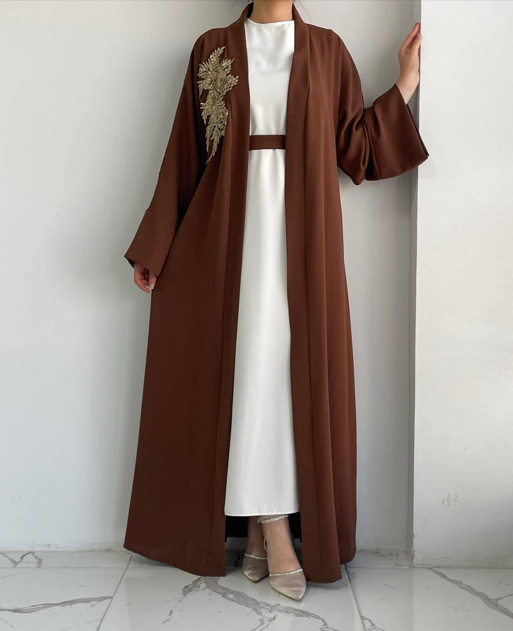 Kahve Nida Abaya Takım 