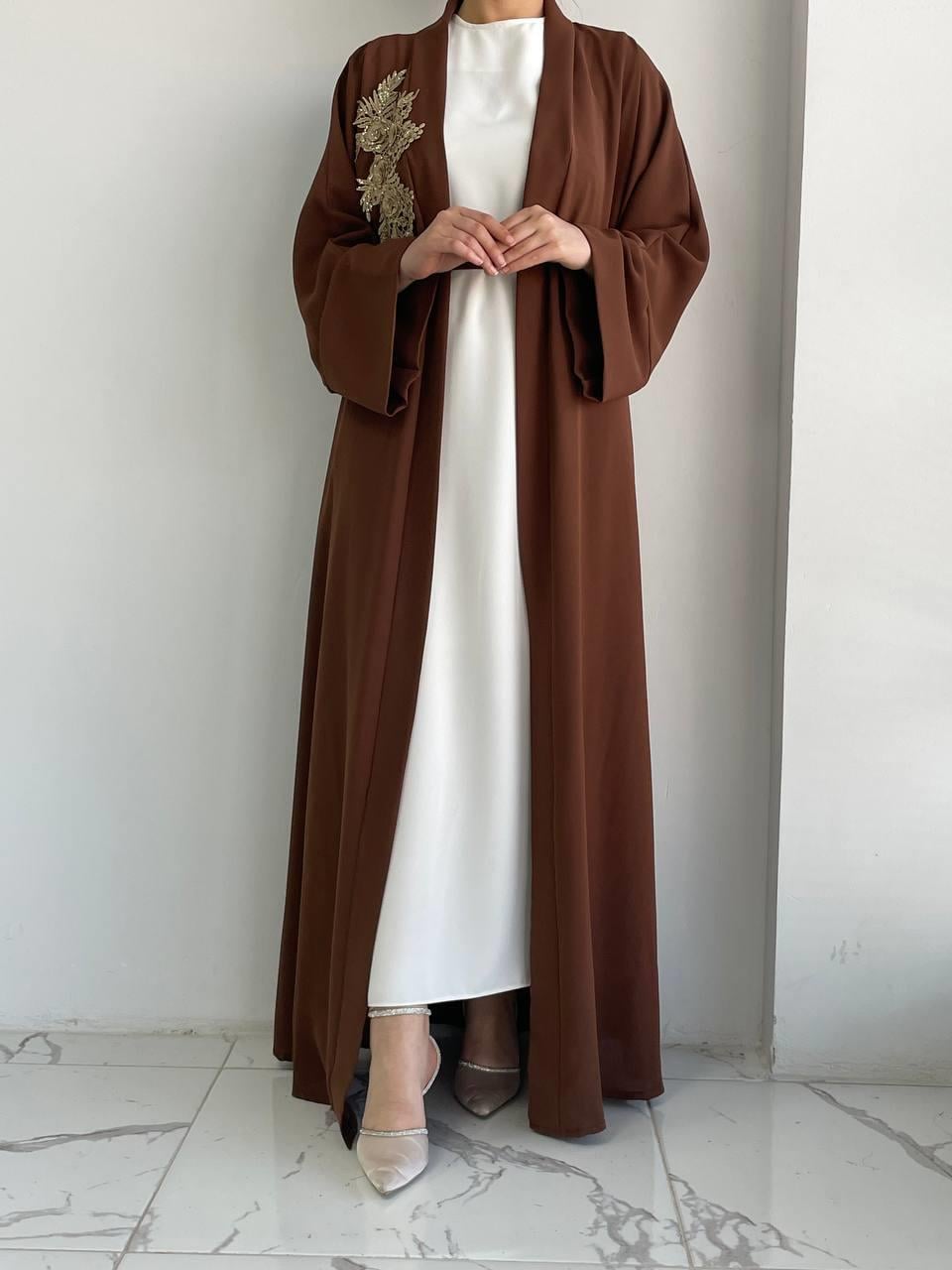 Kahve Nida Abaya Takım 