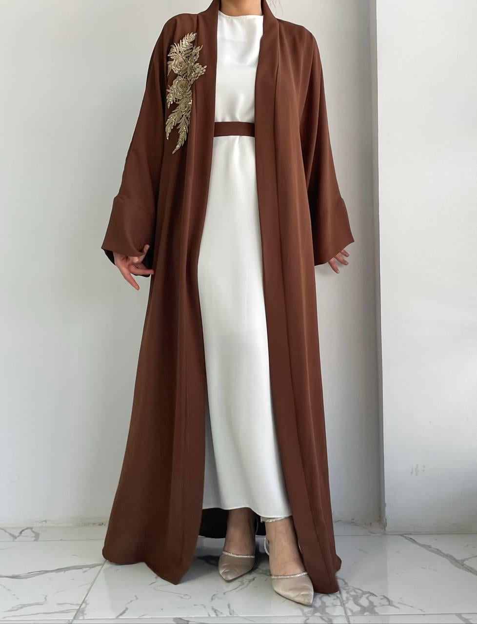 Kahve Nida Abaya Takım 
