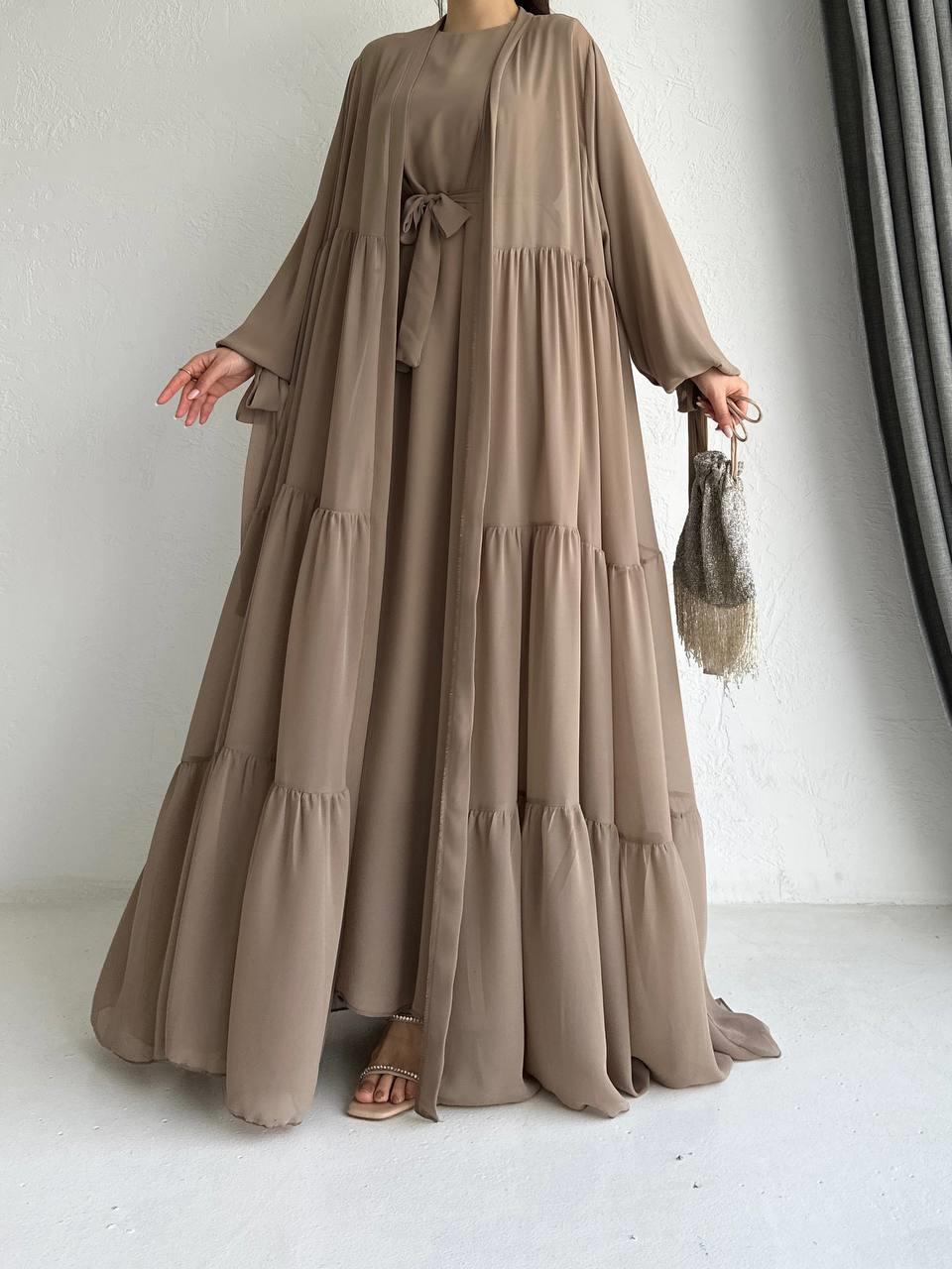 Kahve Selin Abaya Takım 