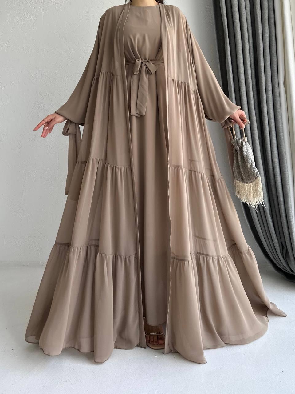 Kahve Selin Abaya Takım 