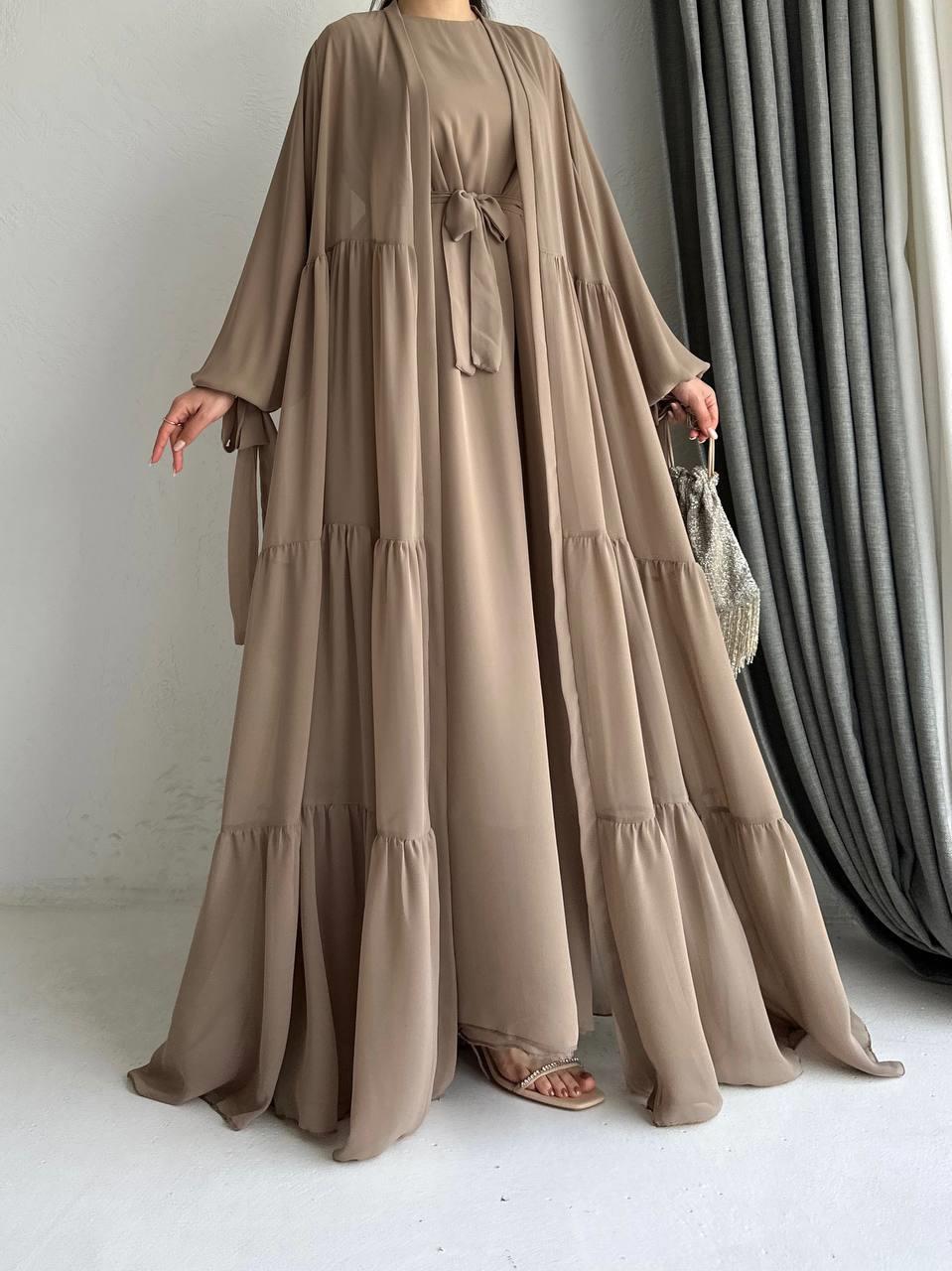 Kahve Selin Abaya Takım 