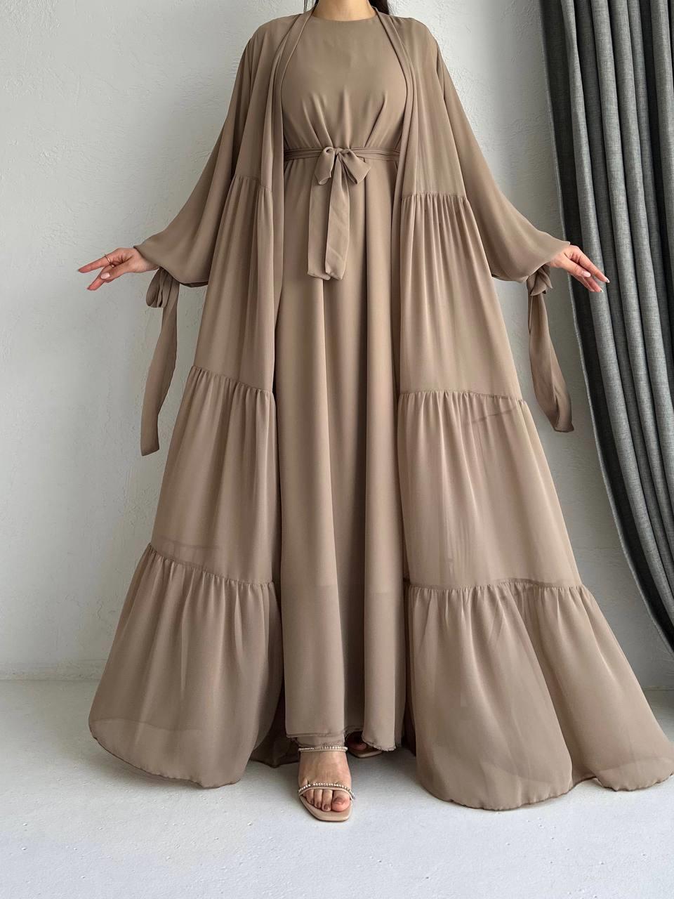 Kahve Selin Abaya Takım 