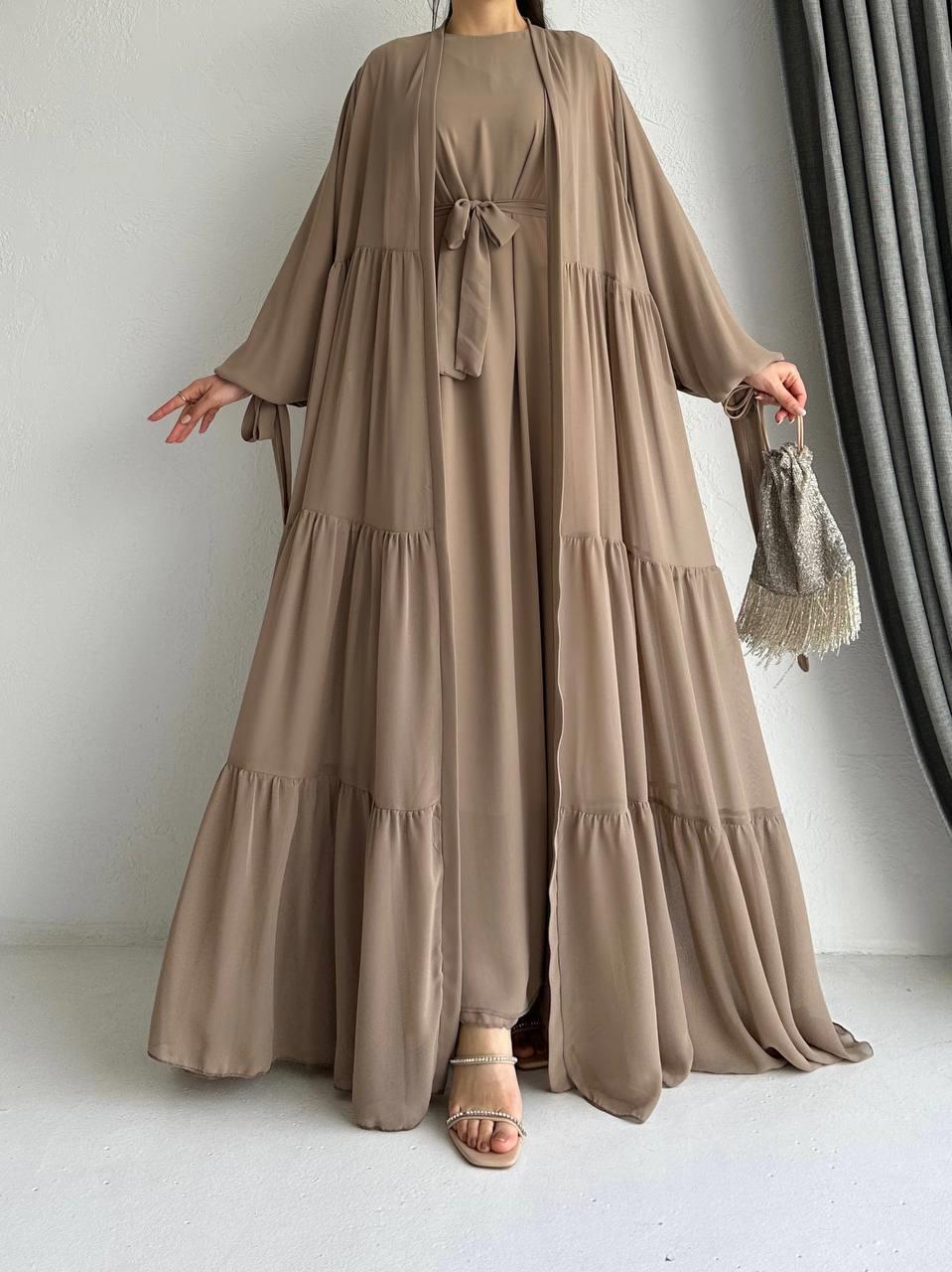 Kahve Selin Abaya Takım 