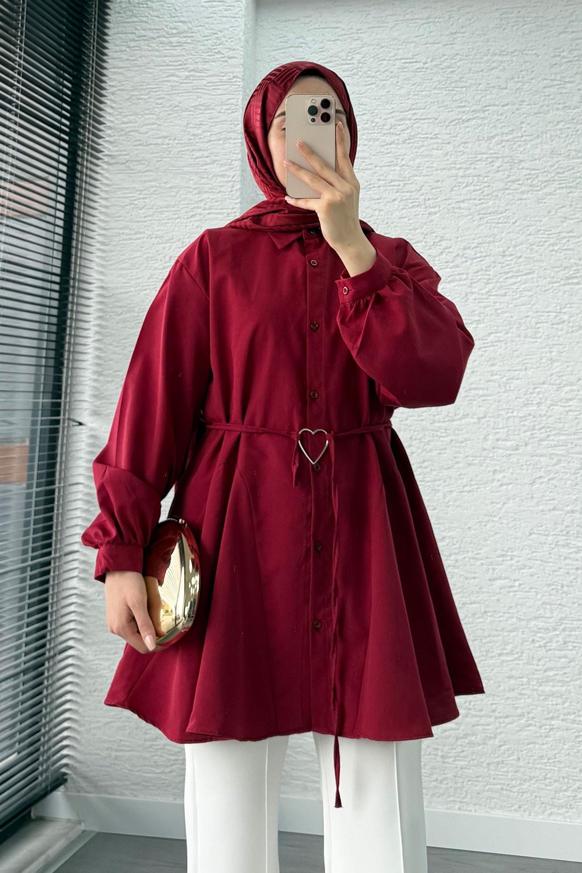 Kalp Kemerli Tunik -Bordo