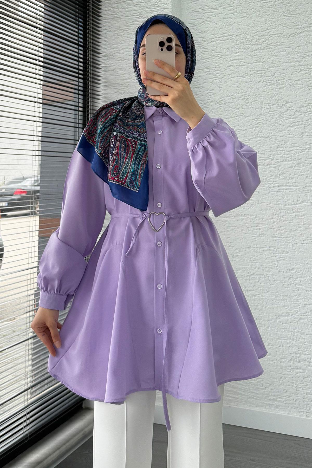 Kalp Kemerli Tunik - Lila