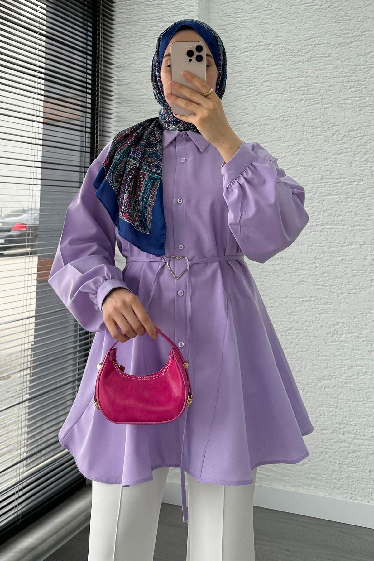 Kalp Kemerli Tunik - Lila