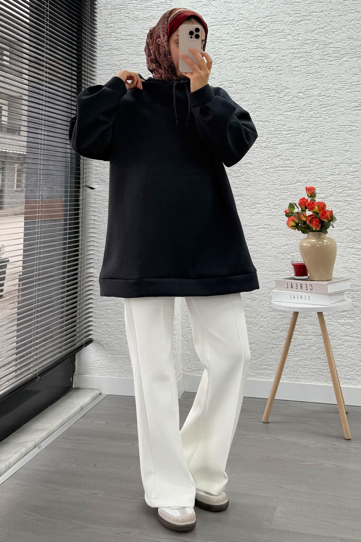 Kapüşonlu Oversize Kadın Sweatshirt - Antrasit