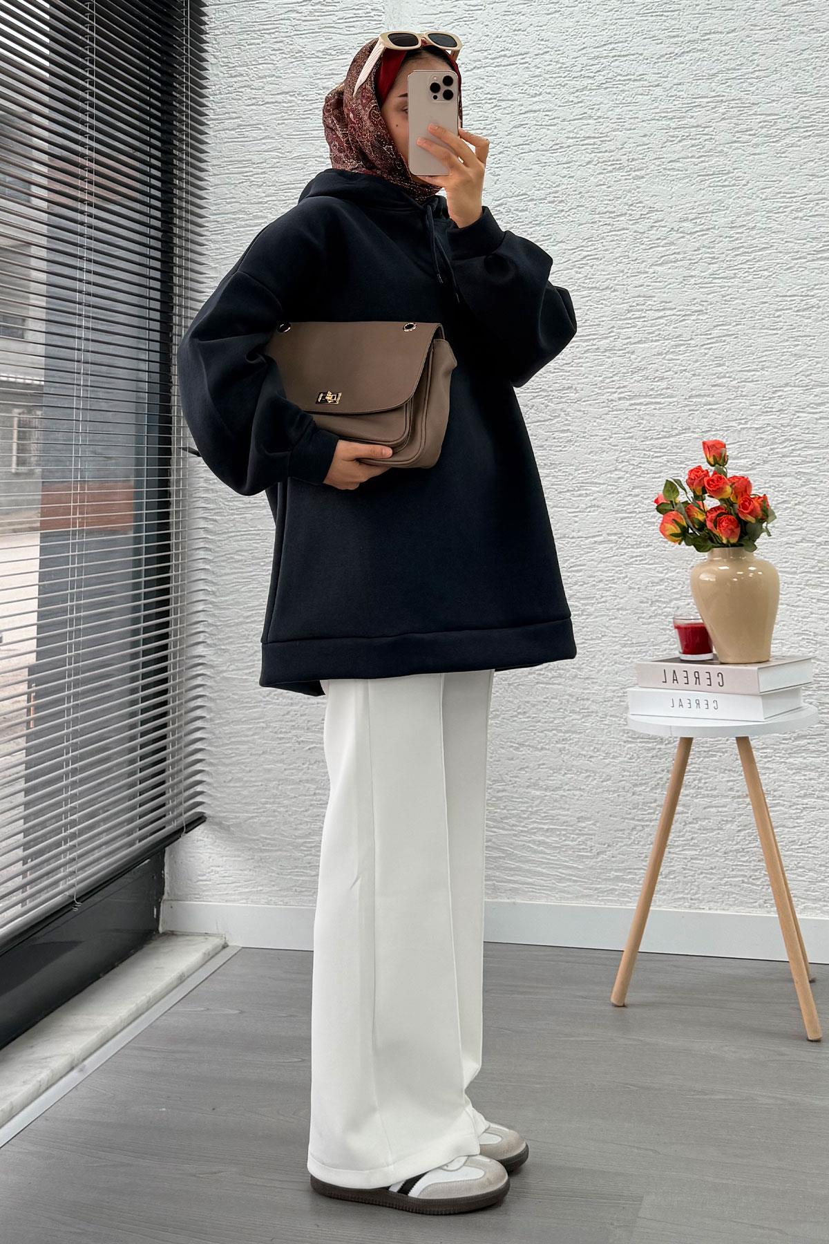 Kapüşonlu Oversize Kadın Sweatshirt - Antrasit