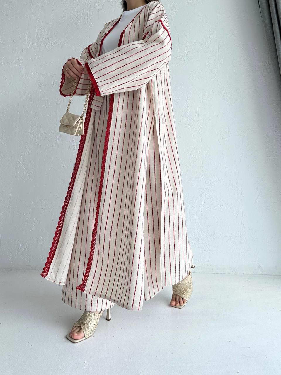 Kırmızı Linen Keten Takım