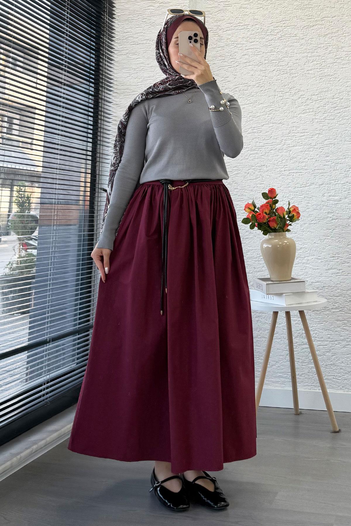 Kolları Düğme Detaylı Kısa Merserize Triko Kazak – Gri