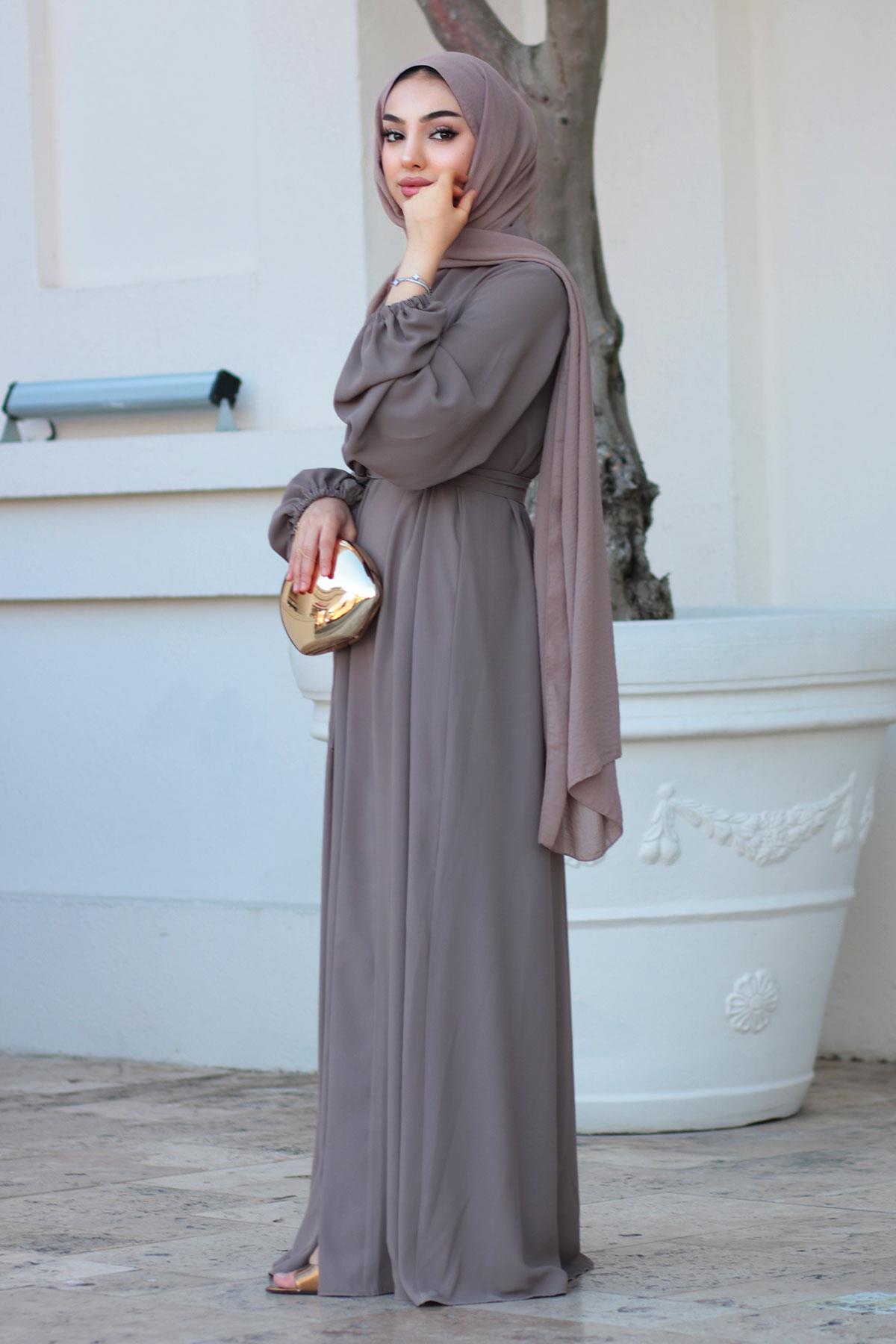 Kolu LasTopraktikli İkili Abaya Takım – Toprak